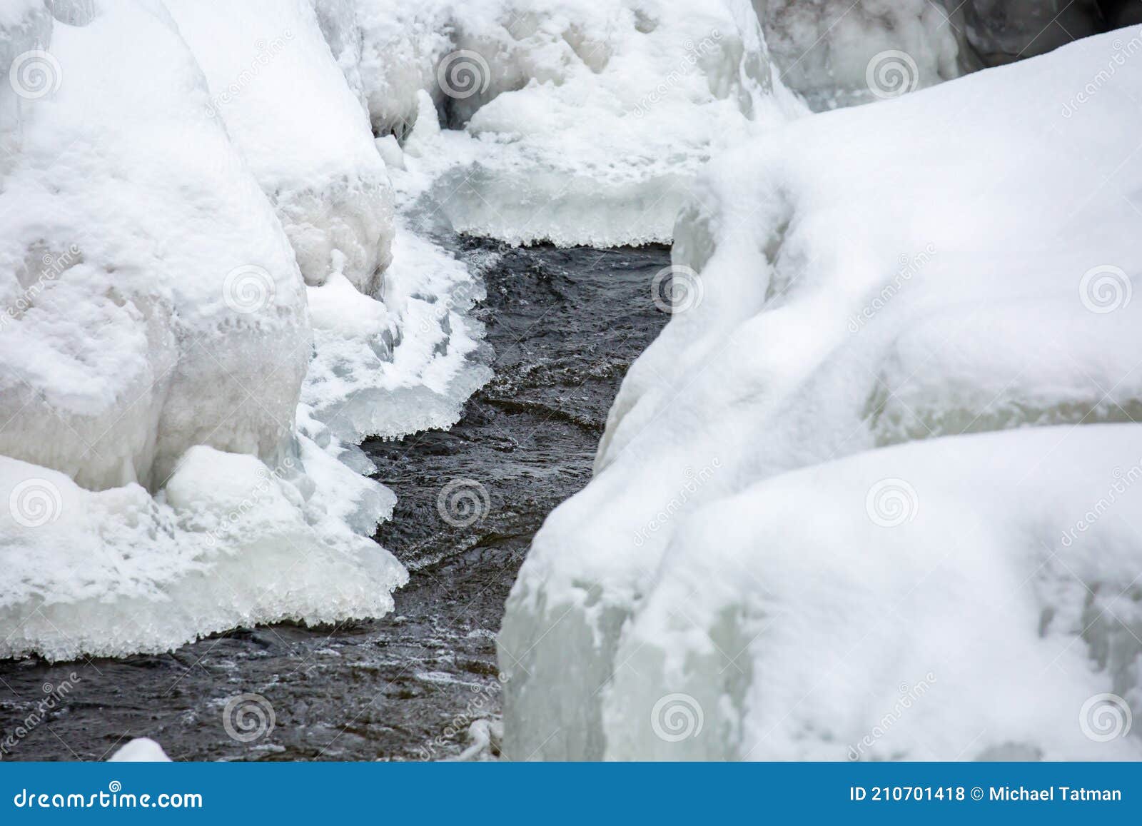 Ice Formations Formed on a Wisconsin Cold River in January Stock Photo