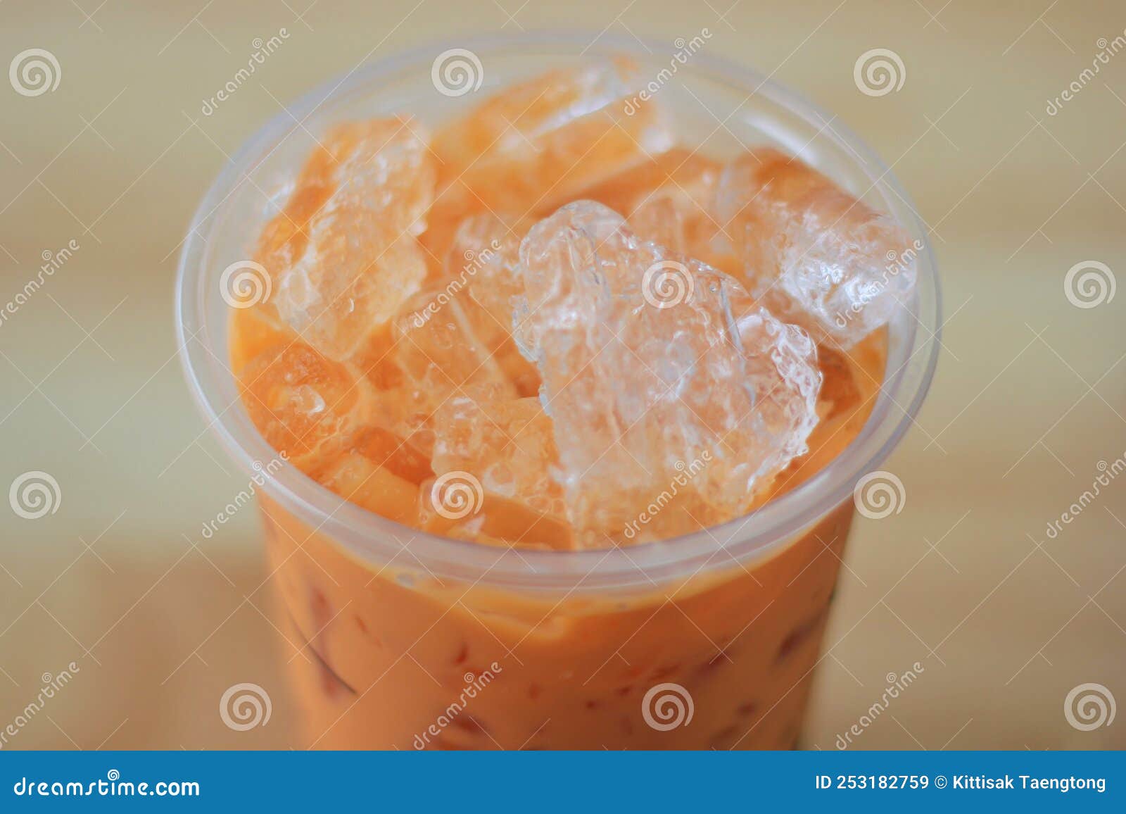 Ice in the Glass for a Drink Called "Thai Tea Stock Image Image of