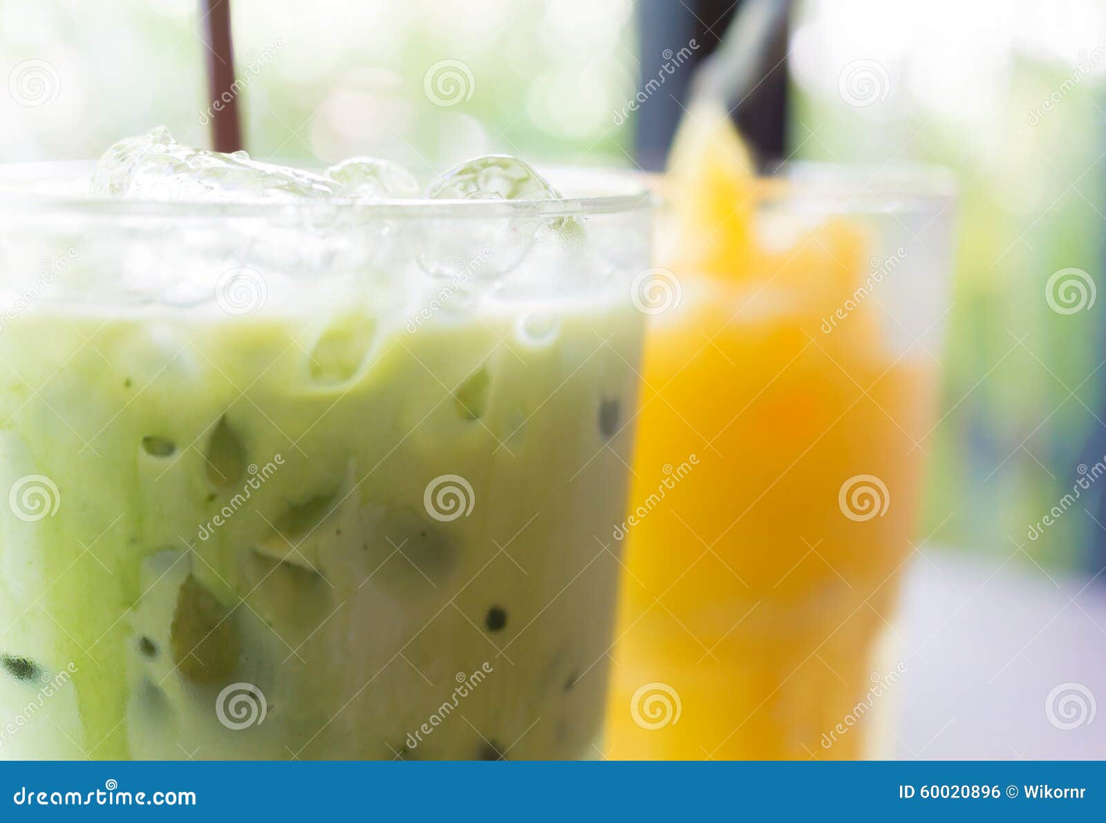Ice Green Tea and Orange Juice Stock Photo Image of cold, nutrition