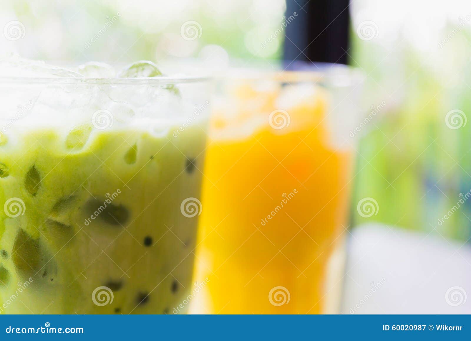 Ice Green Tea and Orange Juice Stock Image Image of nature, iced