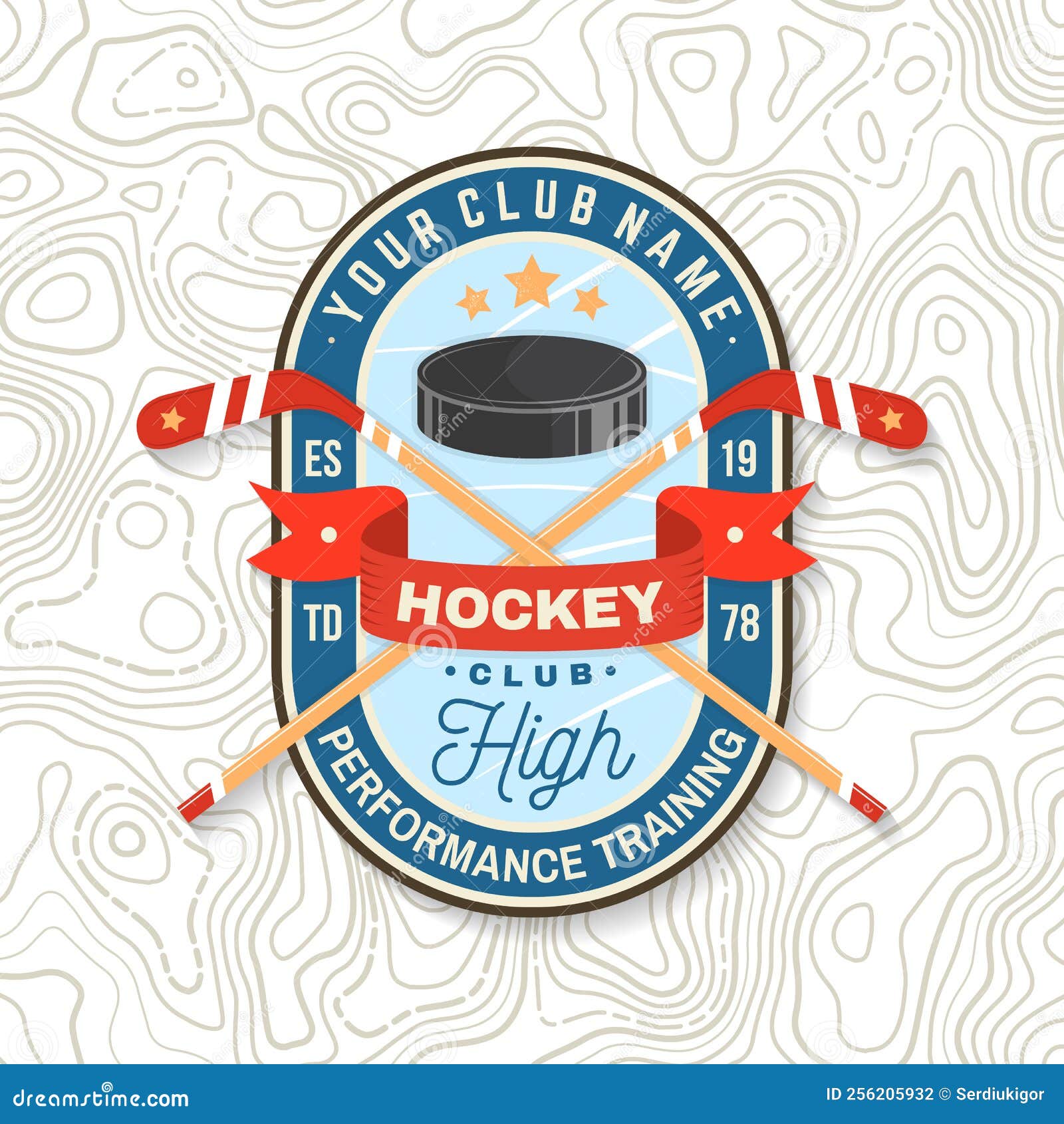 Hockey team vintage emblem print Royalty Free Vector Image