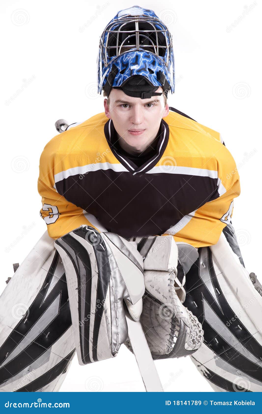 Ice hockey goalie stock image. Image of male, attack 18141789
