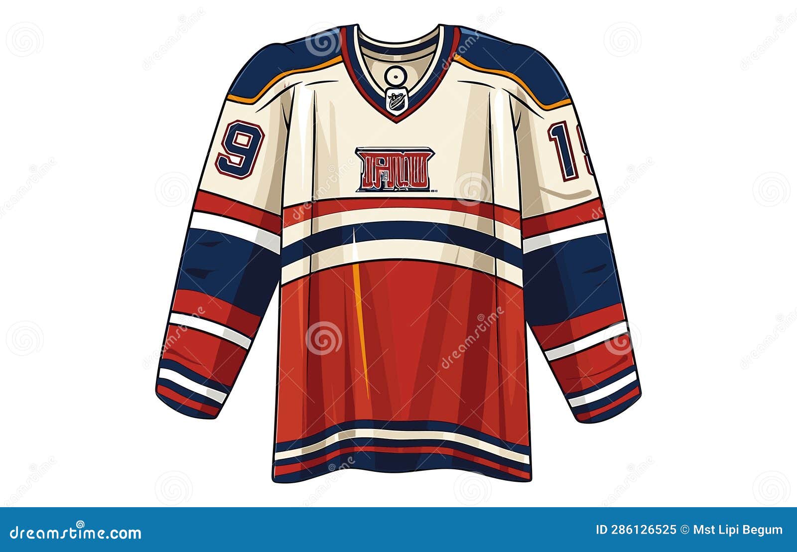 Ice Hockey Jersey Uniform Vector, Hockey Jersey Flat Illustration 2d