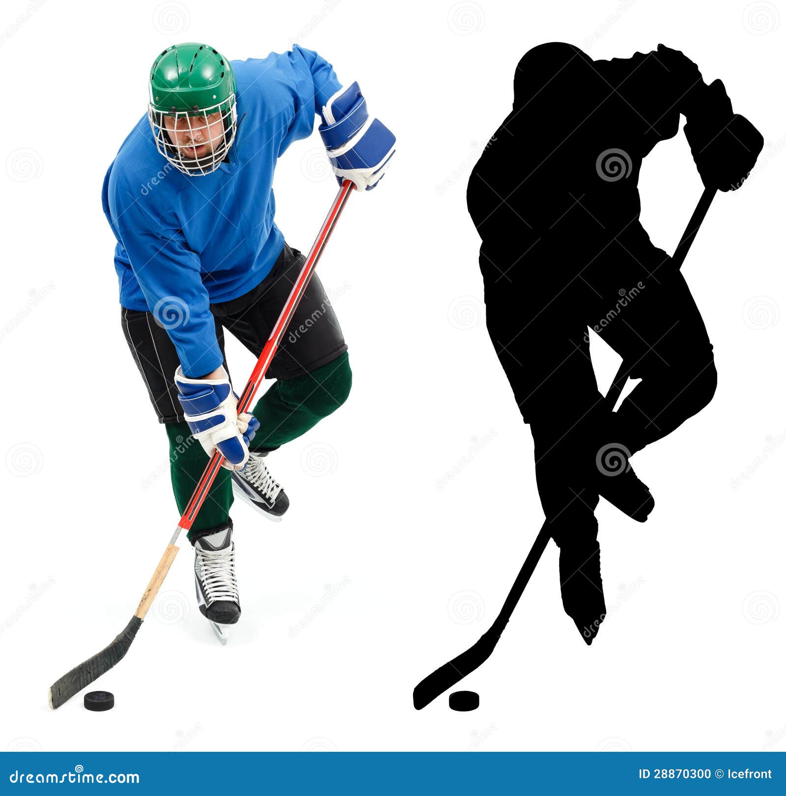 Ice Hockey Player and it S Silhouette Stock Photo Image of skate, uniform 28870300