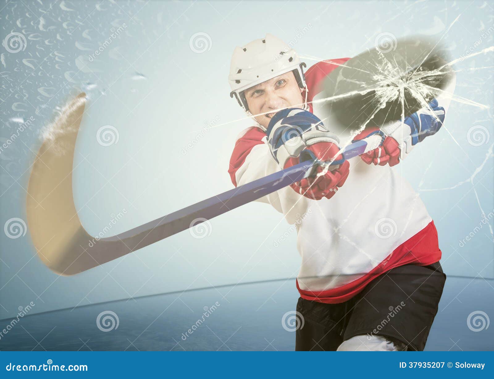 ice hockey puck hit the opponent visor