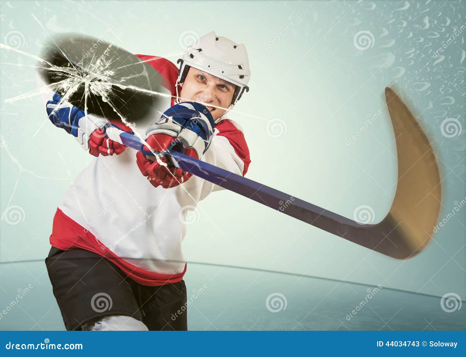 ice hockey puck hit the opponent visor