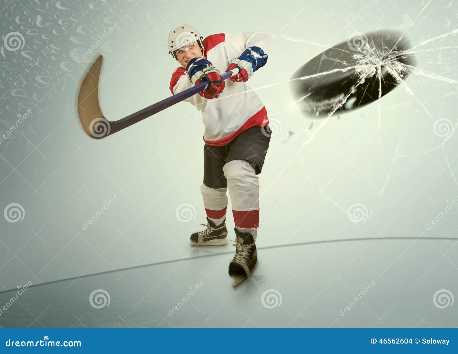 ice hockey puck hit the opponent visor