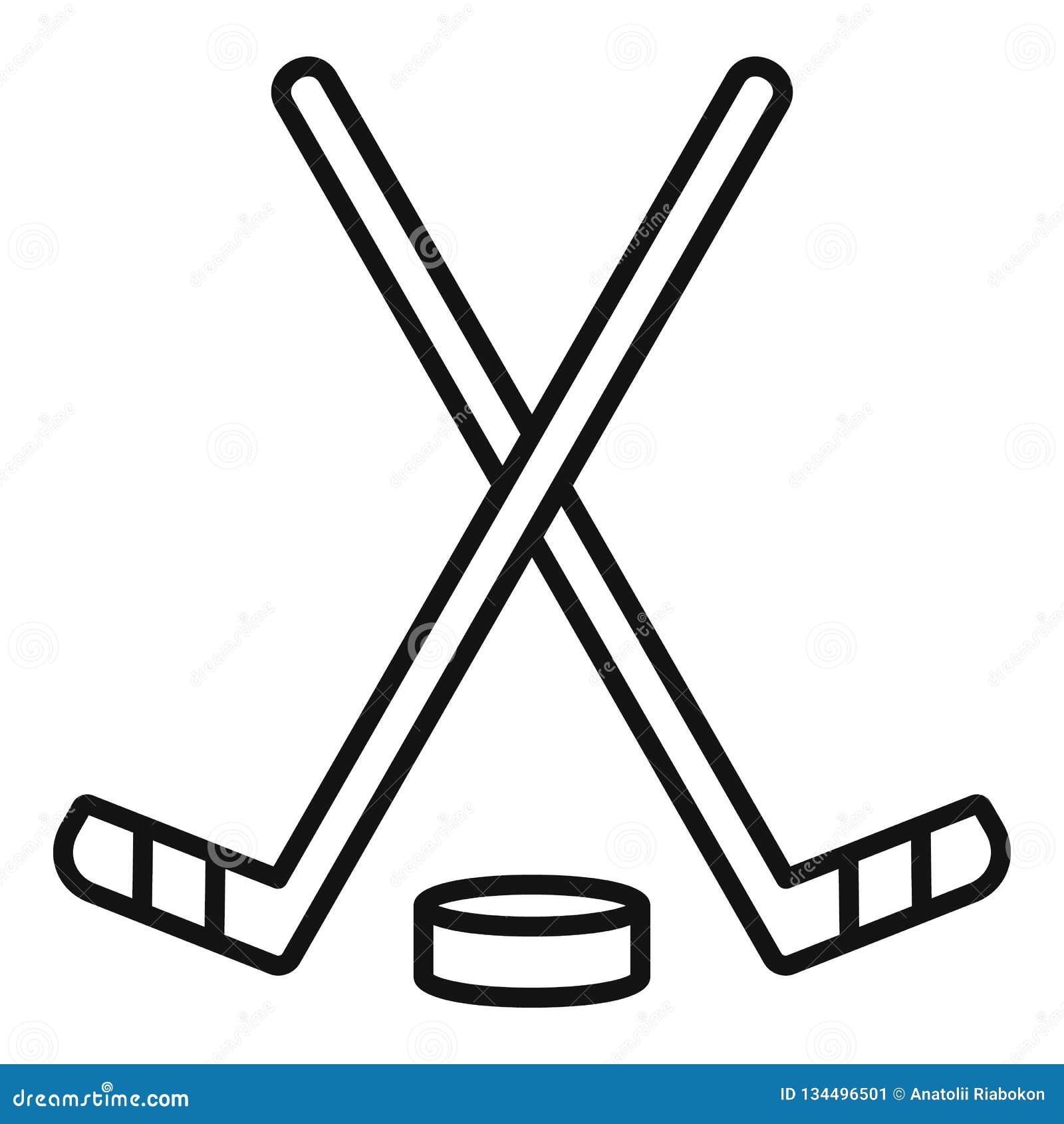 Ice Hockey Stick Icon, Outline Style Stock Vector Illustration of