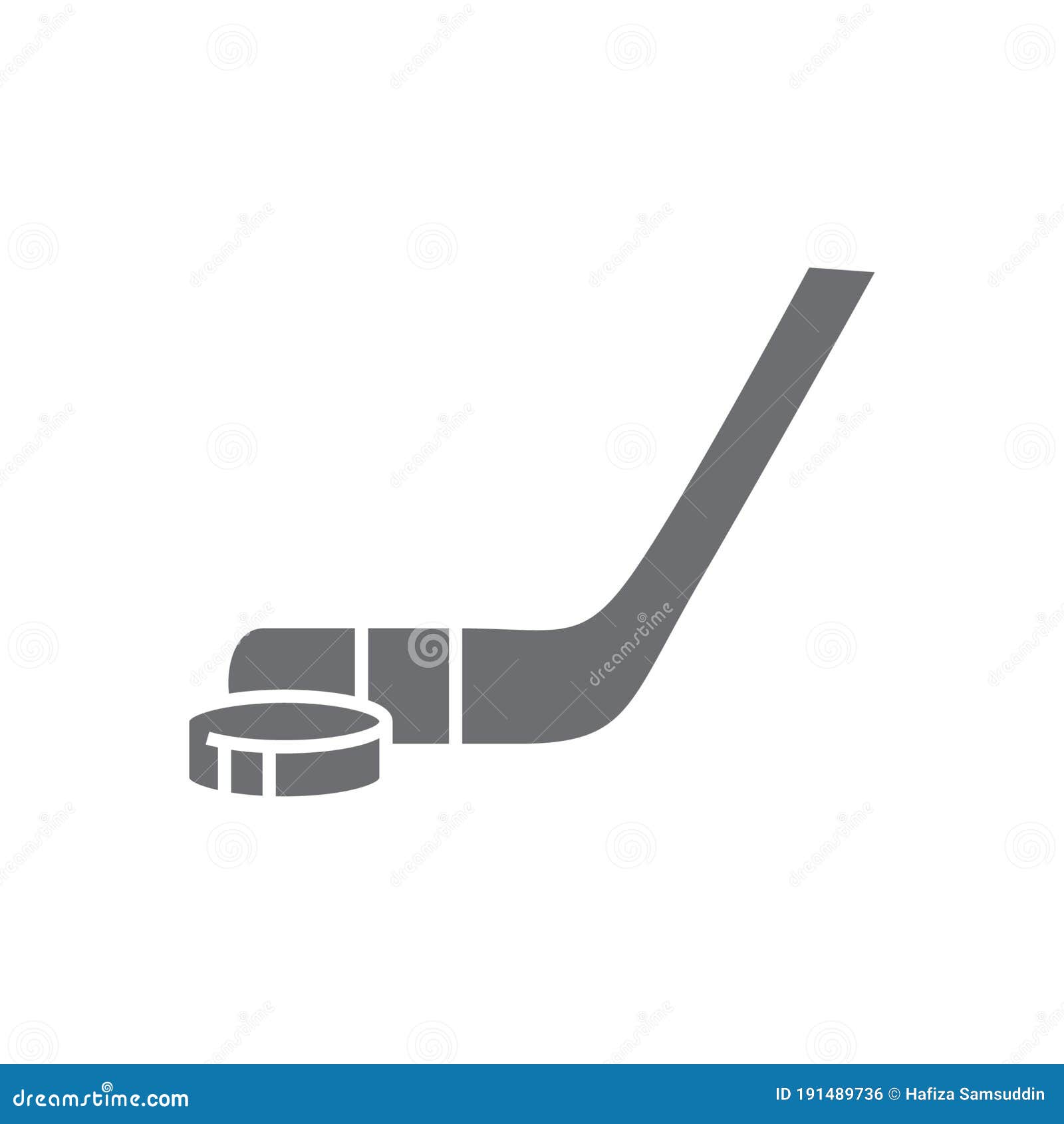 Ice Hockey Stick And Puck On Ice Stock Photo, Picture and Royalty