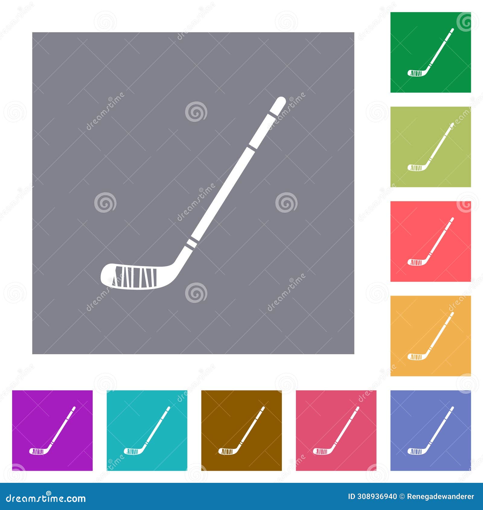 ice hockey stick square flat icons