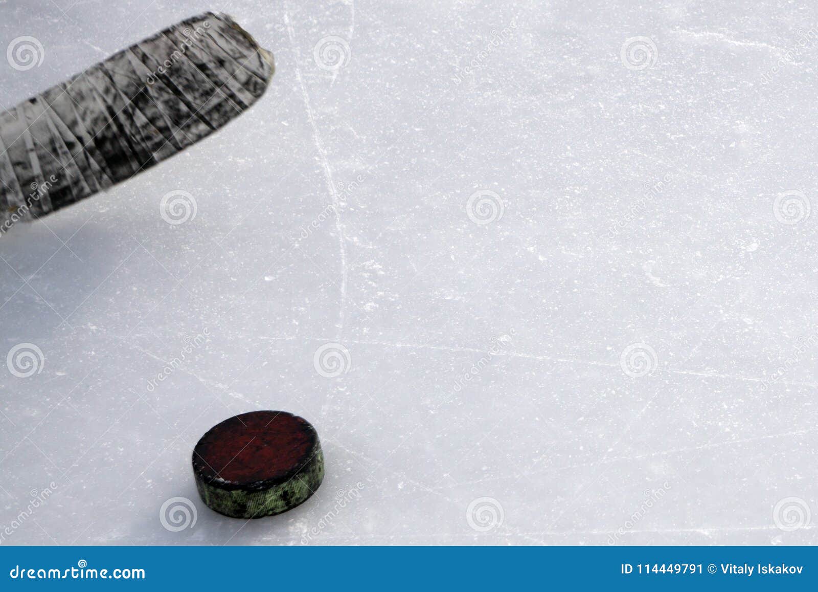 Ice Hockey Stick with White Tape and Puck . Stock Image Image of rink