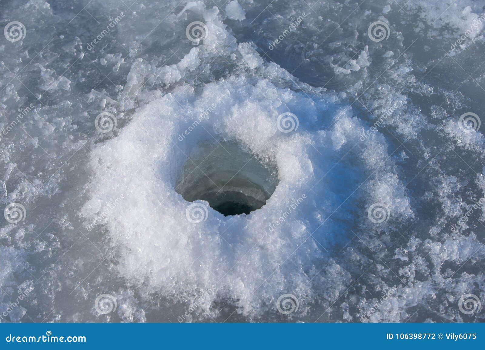 Download Ice Hole Drilled With A Fishing Auger Stock Photo - Image ...