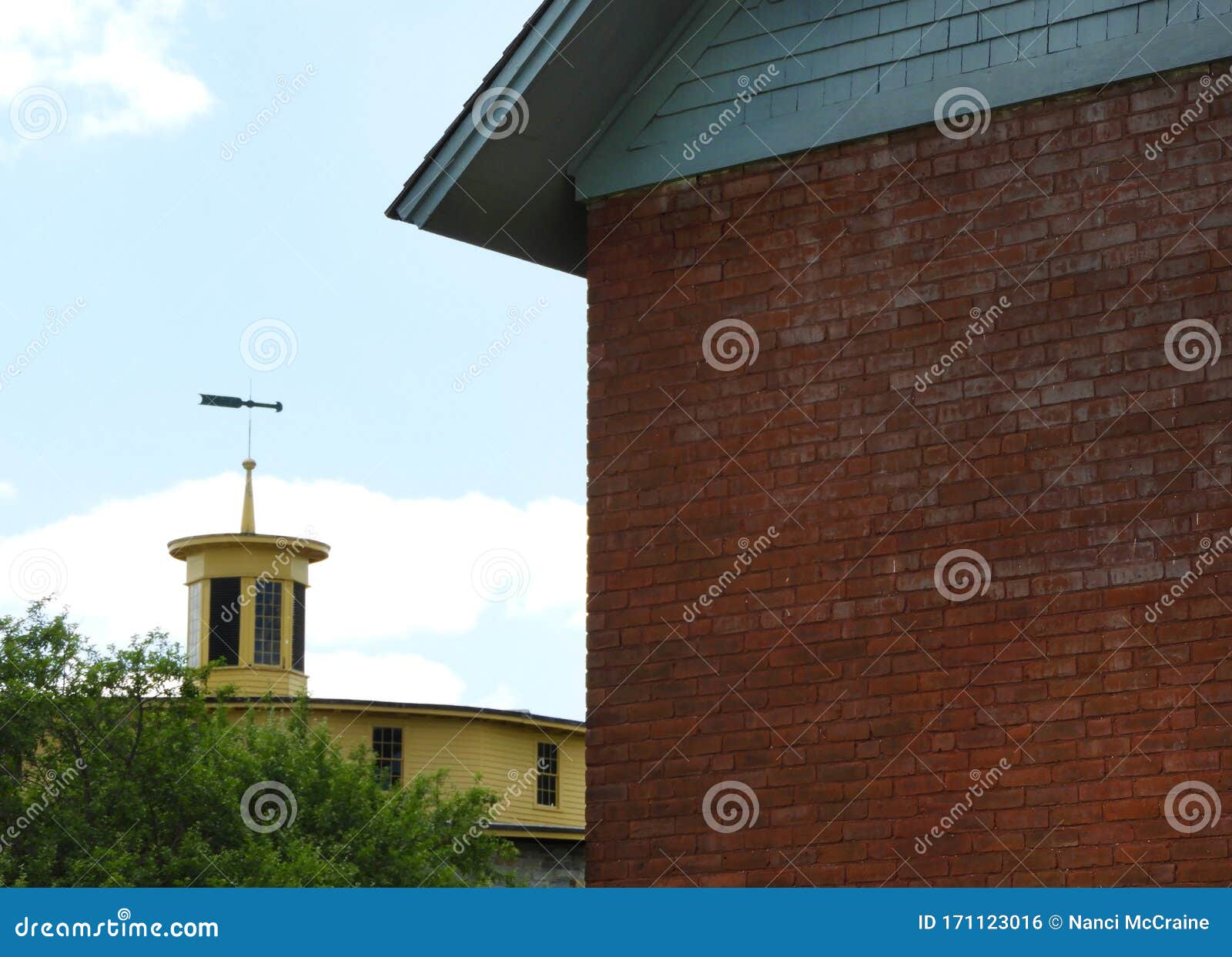 Shaker Ice House and Round Stone Barn Architecture Stock Photo Image