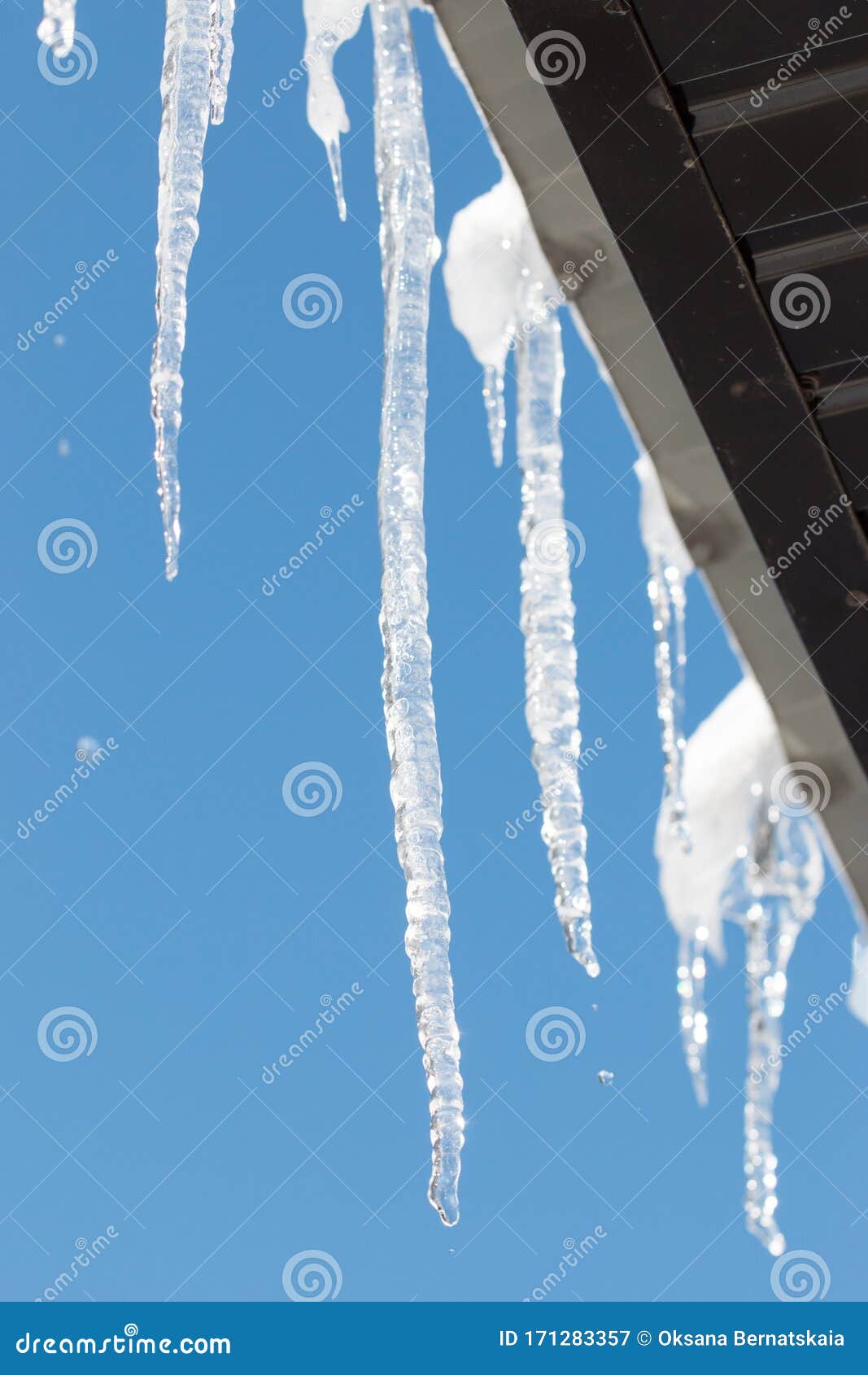 Ice icicles on the roof stock image. Image of cold, contrast 171283357