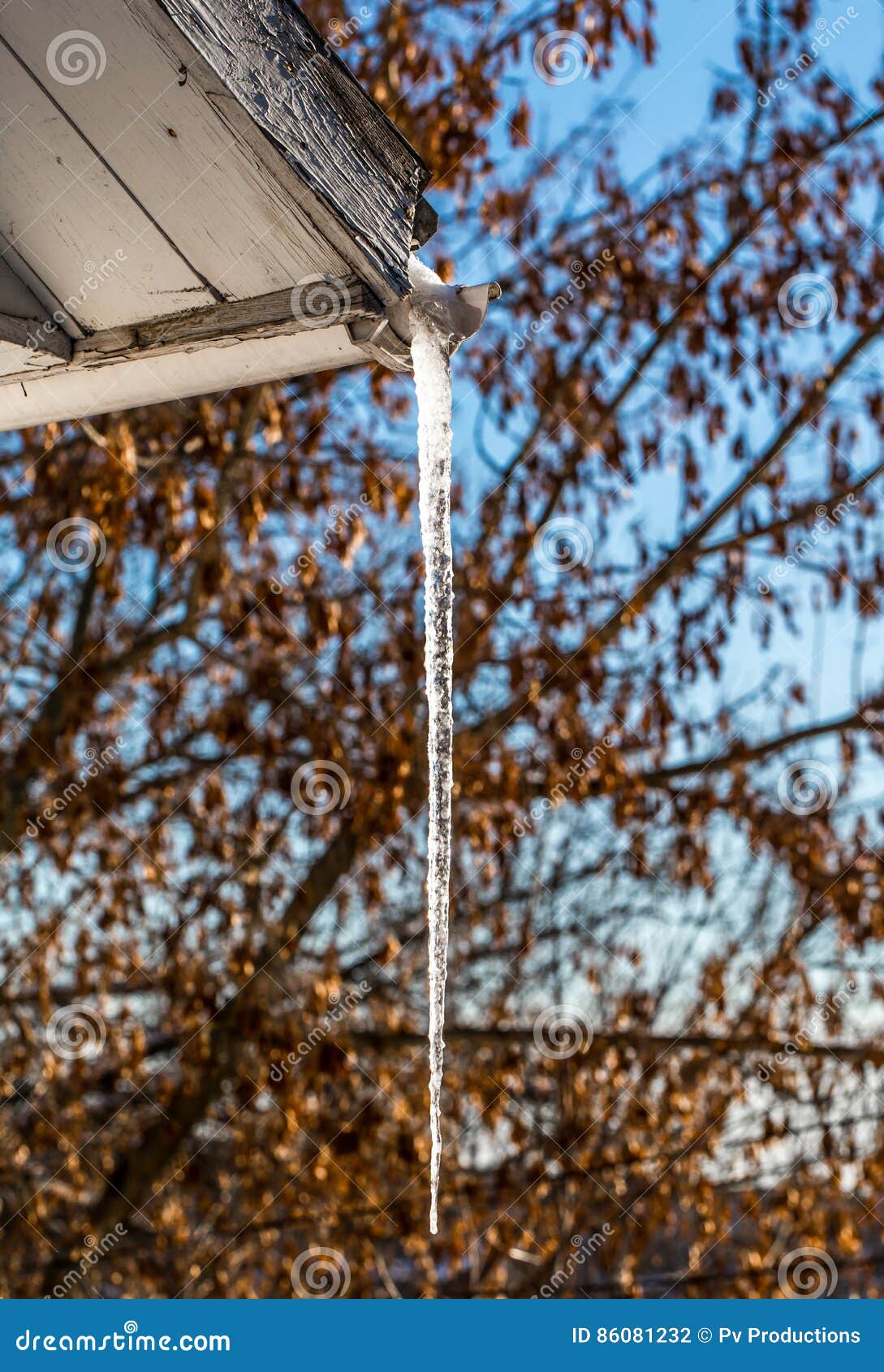 Ice Icicles on the Roofs of Houses Stock Photo Image of glacial, clean 86081232