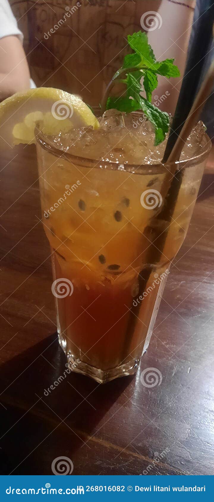 Iced Lemon Tea with Passion Fruit Stock Photo Image of lemon, iced