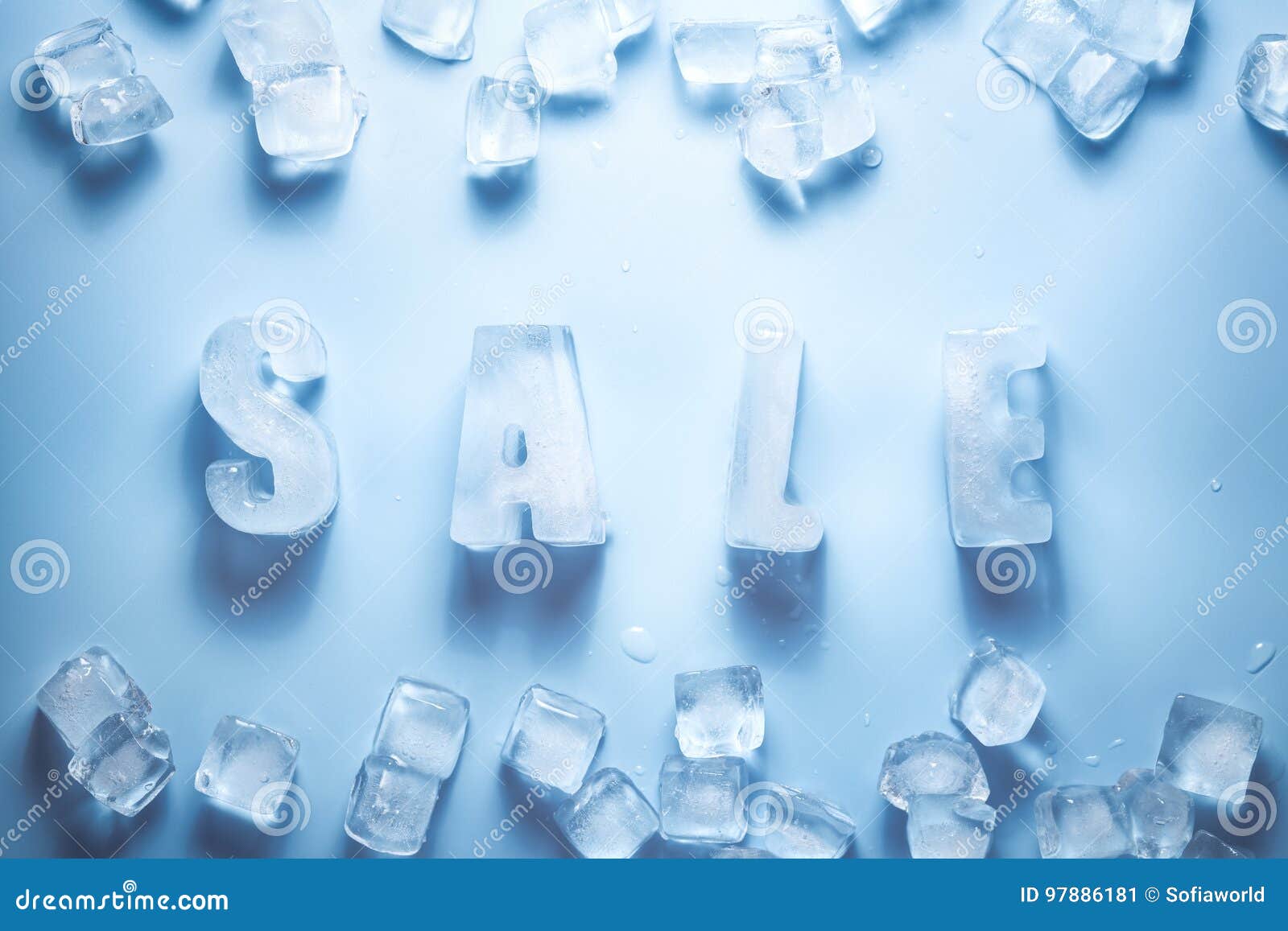 hoffelijkheid Krankzinnigheid Automatisch Ice Letters SALE and Ice Cubes Stock Image - Image of selling, shopping:  97886181