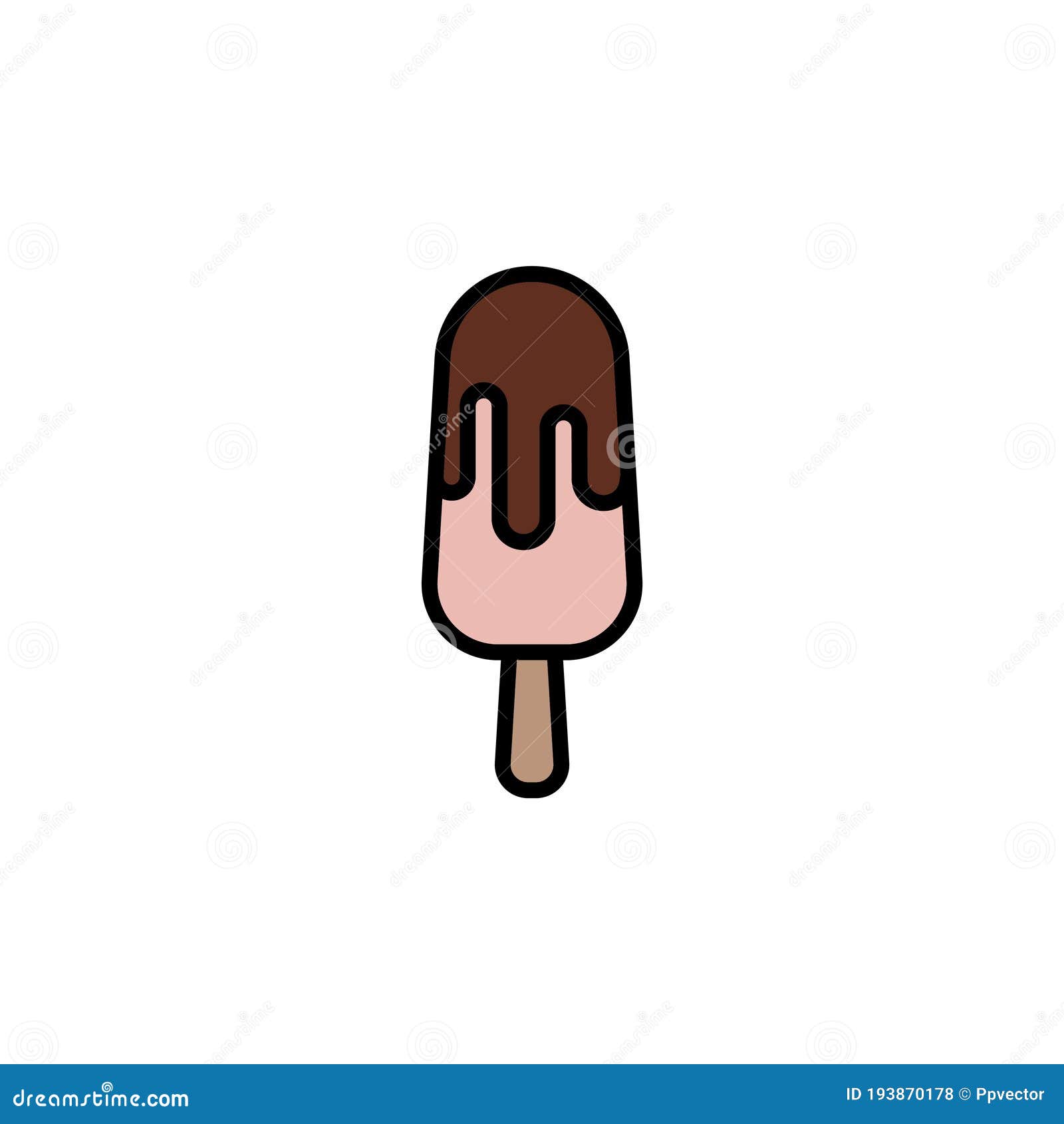 Ice Lolly, Ice Cream Color Icon Thin Line, Linear, Outline. Simple Sign ...