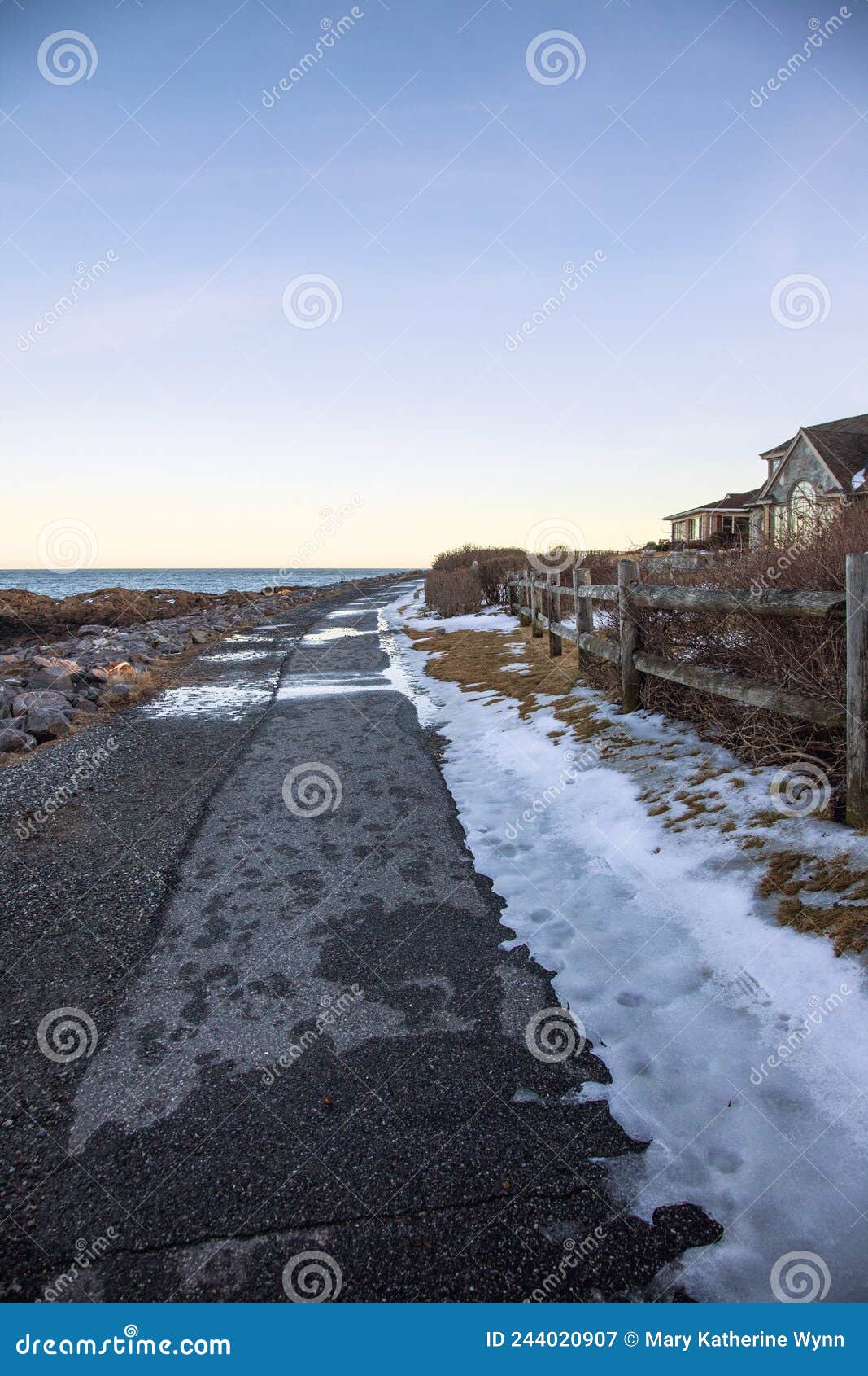 Ice on Marginal Way in Ogunquit in Maine in Winter Stock Image Image