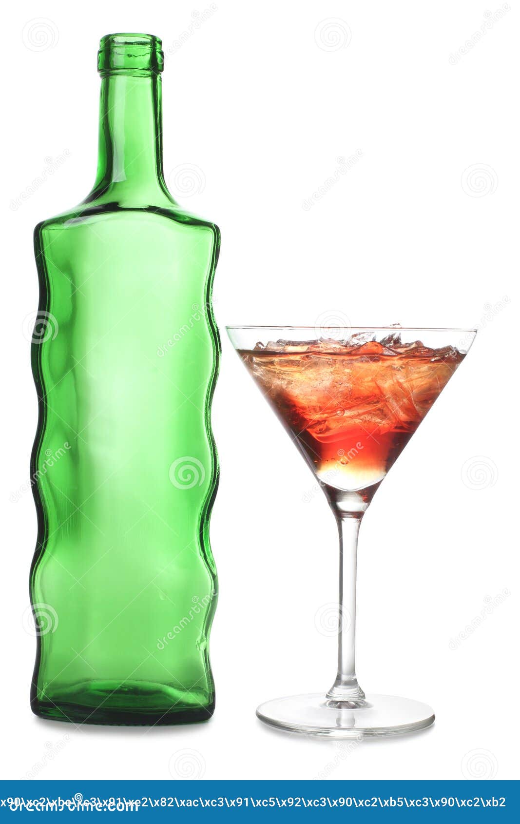 Ice in martini and bottle stock image. Image of beverage 23483949