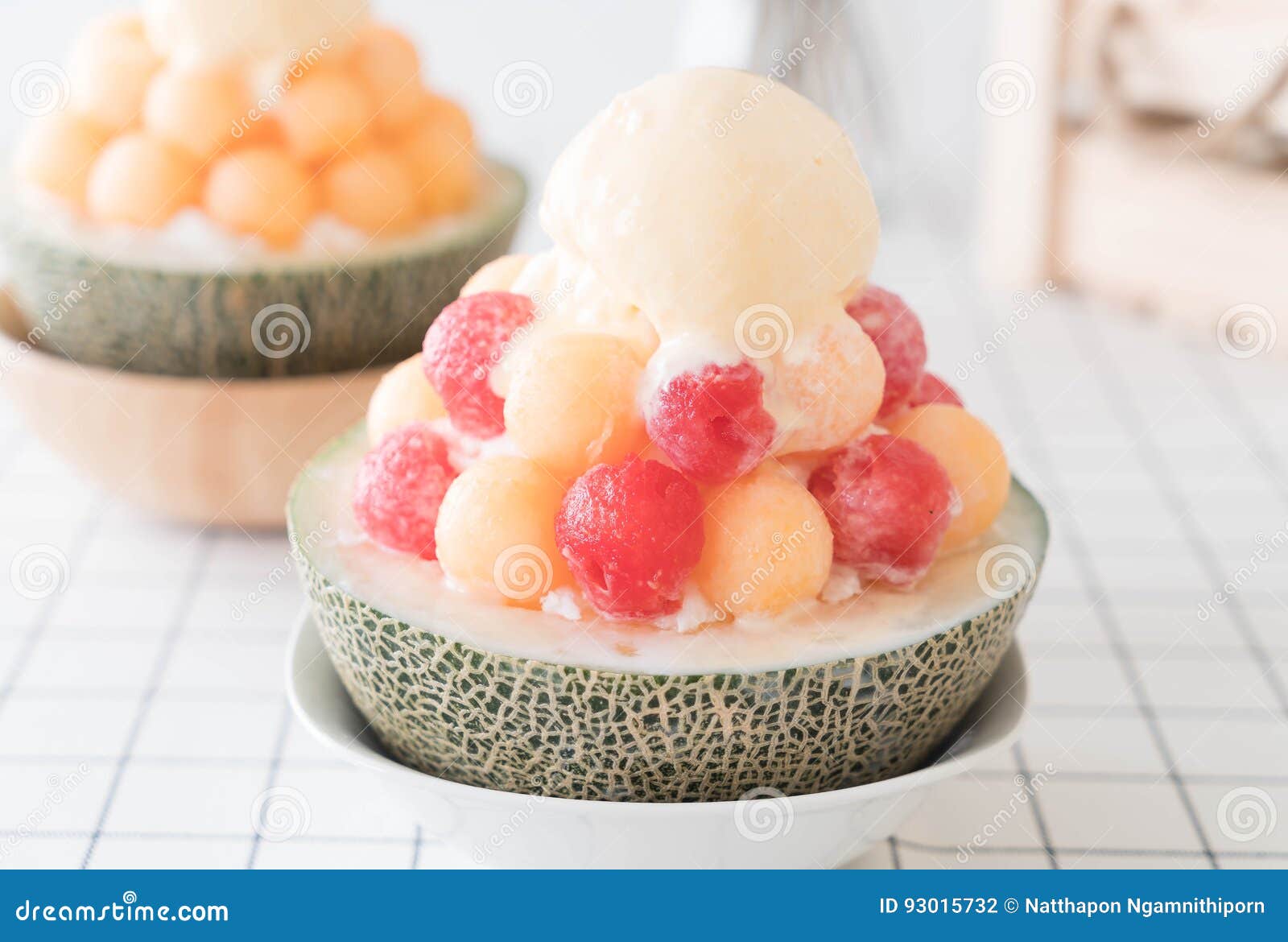 Ice Melon Bingsu, Famous Korean Icecream Stock Photo Image of