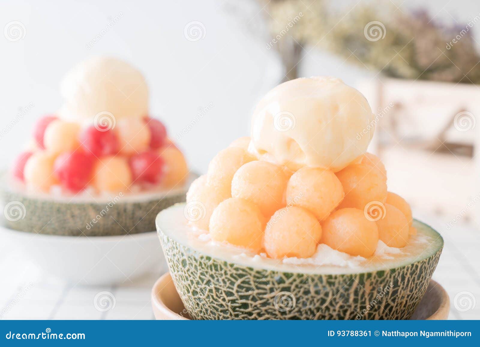Ice Melon Bingsu, Famous Korean Icecream Stock Image Image of