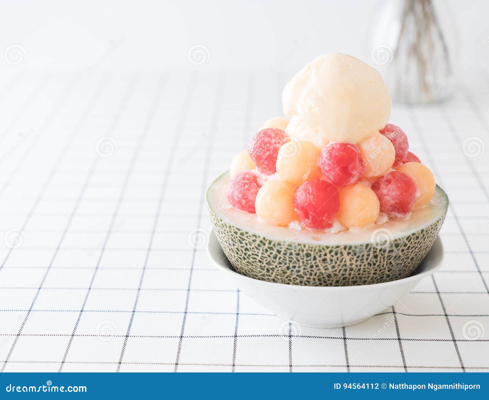 Ice Melon Bingsu, Famous Korean Icecream Stock Photo Image of green