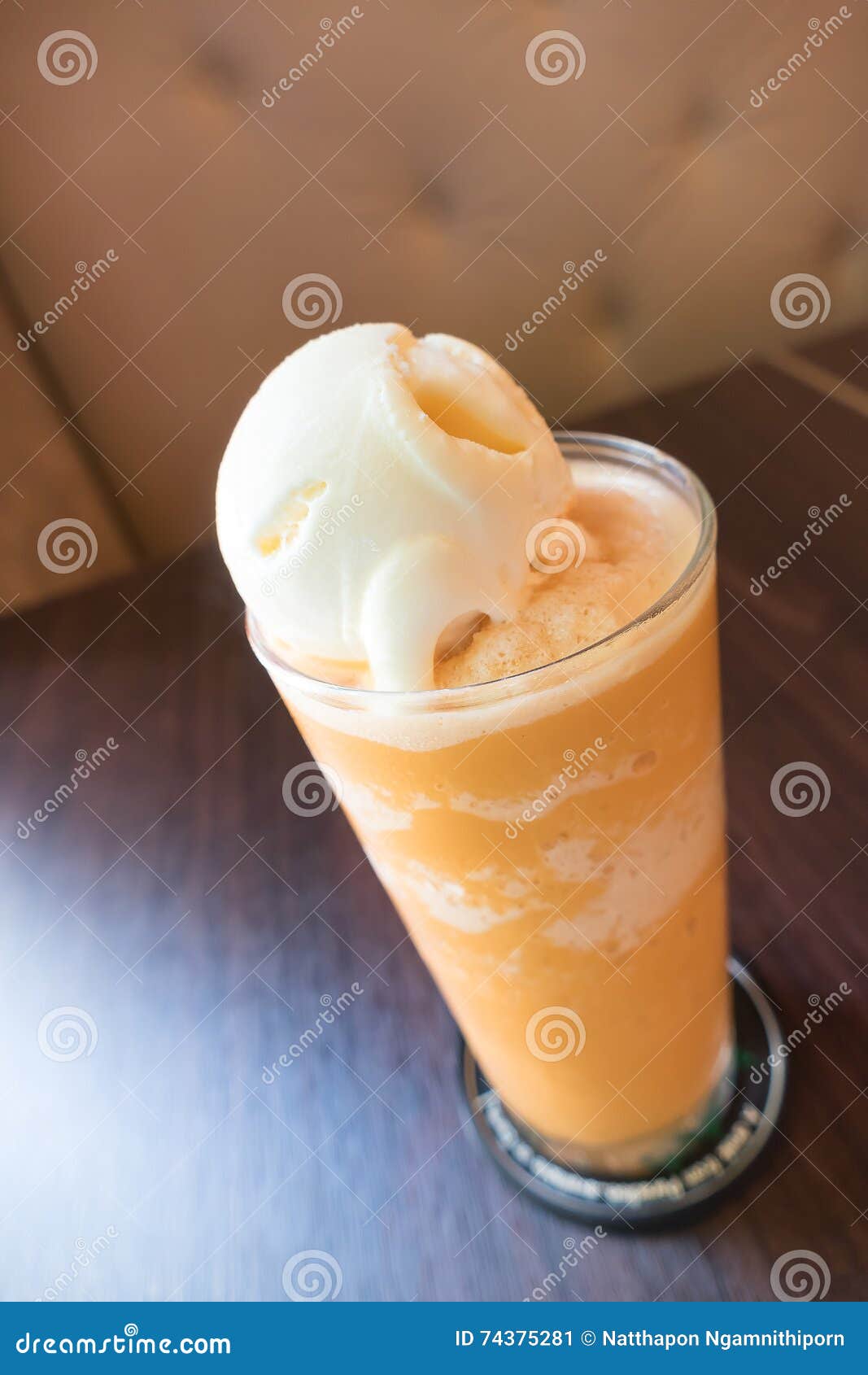 Ice Milk Tea with Icecream Stock Image Image of color, green 74375281