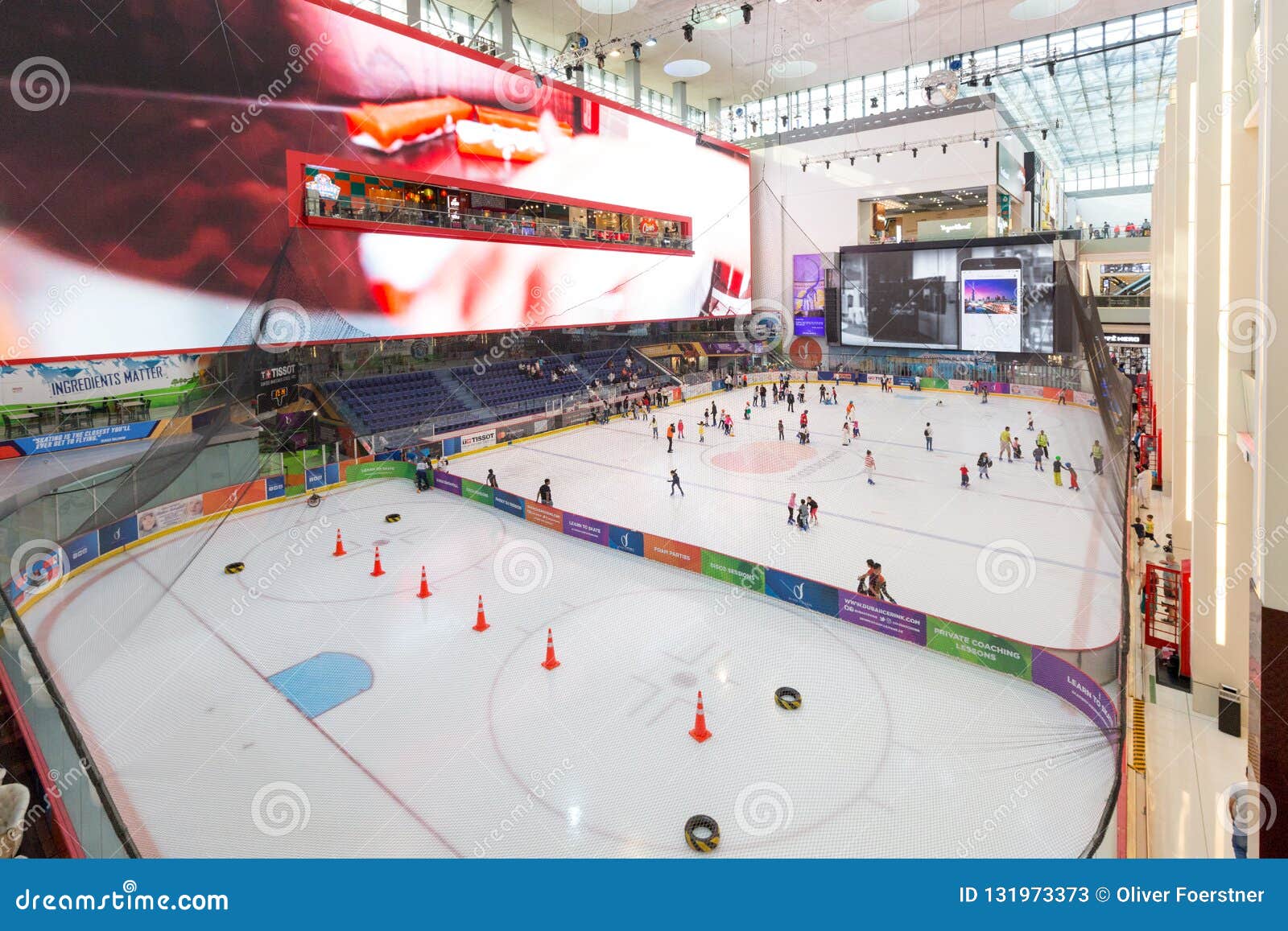 Ice Rink inside Dubai Mall editorial stock photo. Image of mall - 131973373