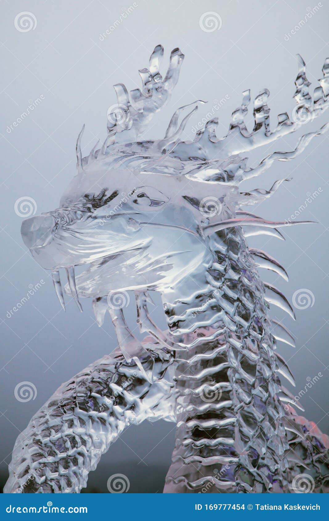 Ice Sculpture of a Fairytale Dragon Stock Photo Image of decoration