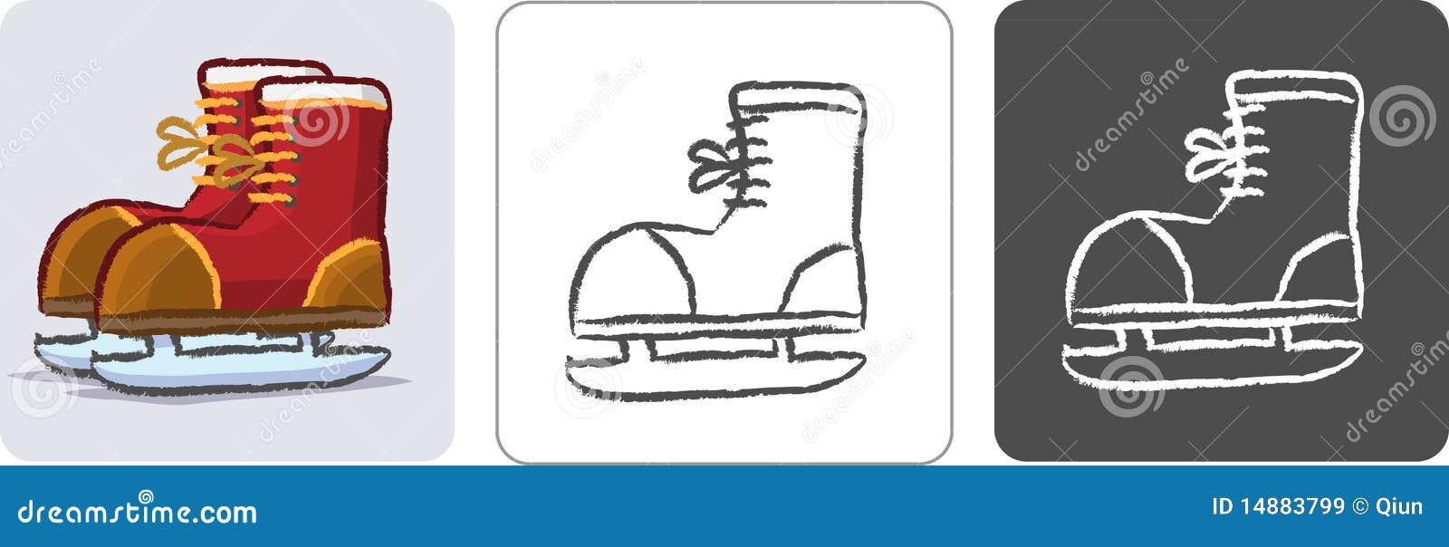 Ice Skate Shoes Color Sketch Stock Vector Illustration of cute, sport