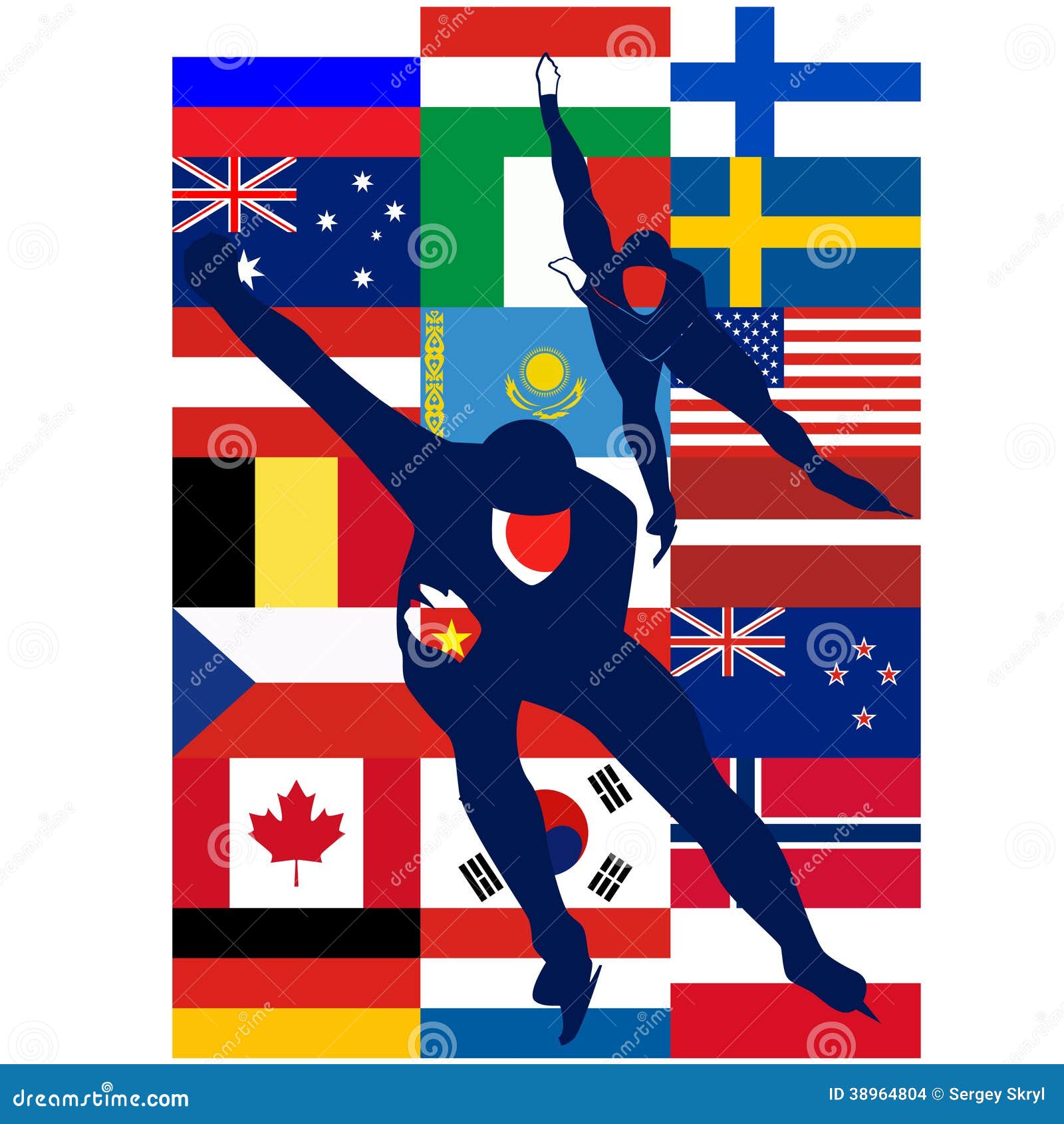 Ice Skaters countries stock vector. Illustration of green - 38964804