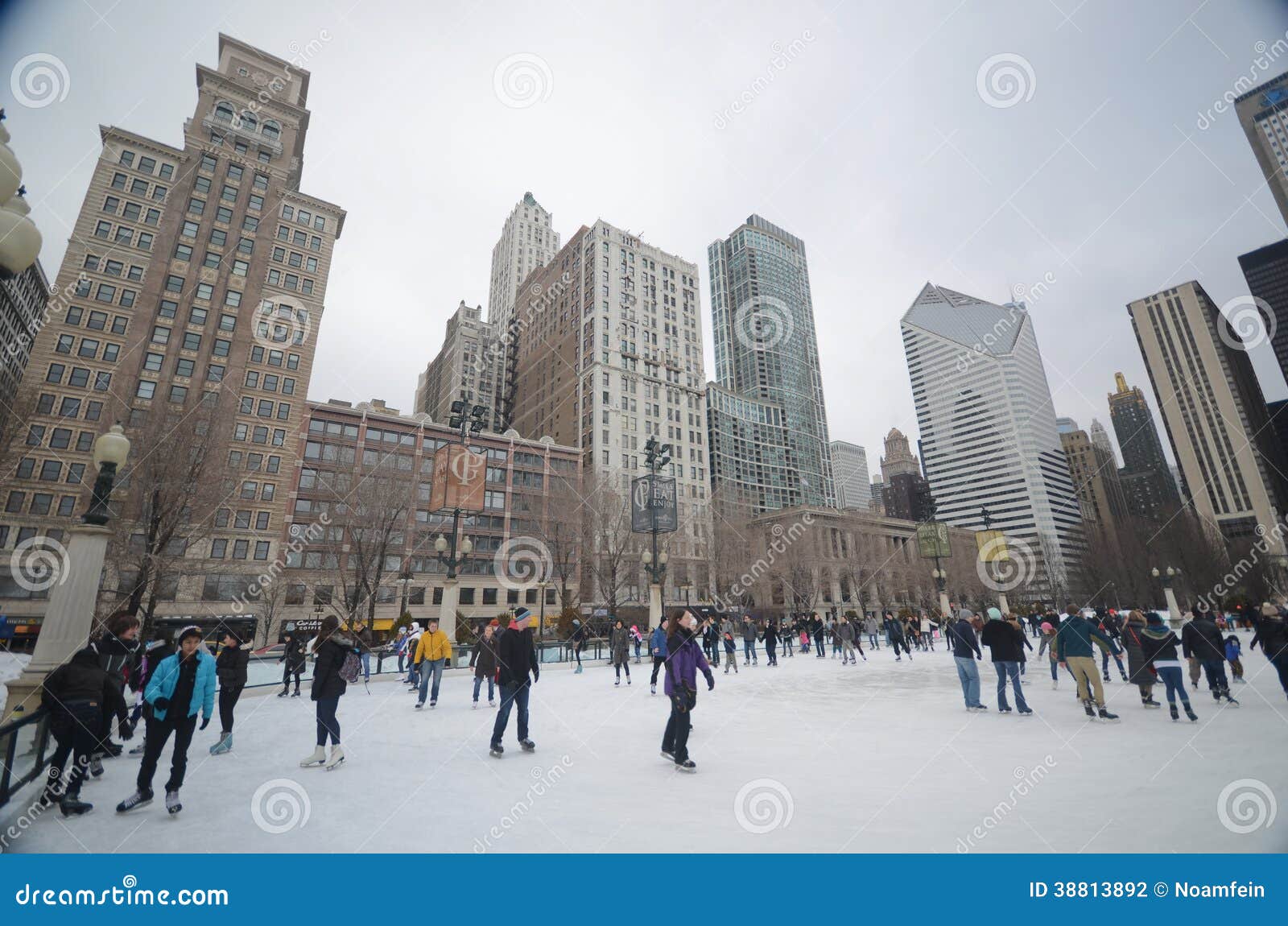 Ice Skating in Downtown Chicago Editorial Photography Image of