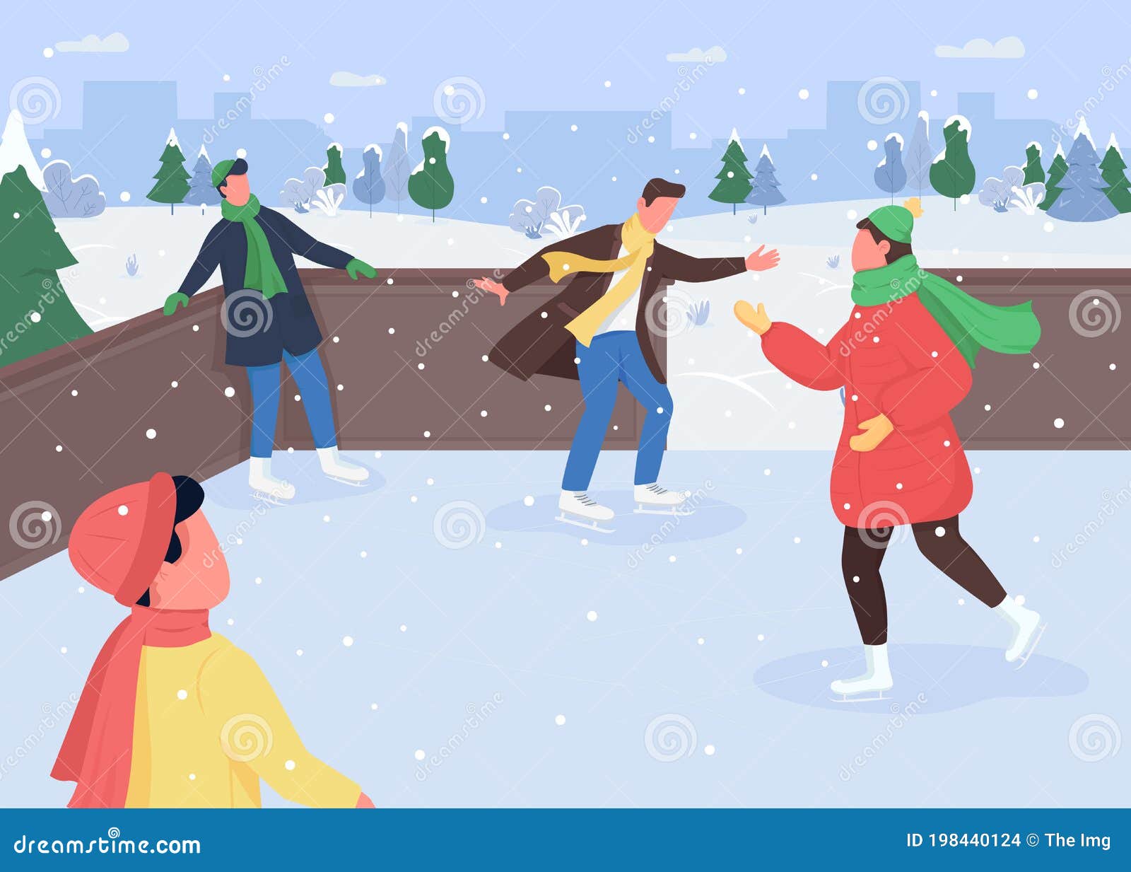 Lovely winter hobby ideas Ice Skating Flat Color Vector Illustration Stock Of Hobby Graphic 198440124