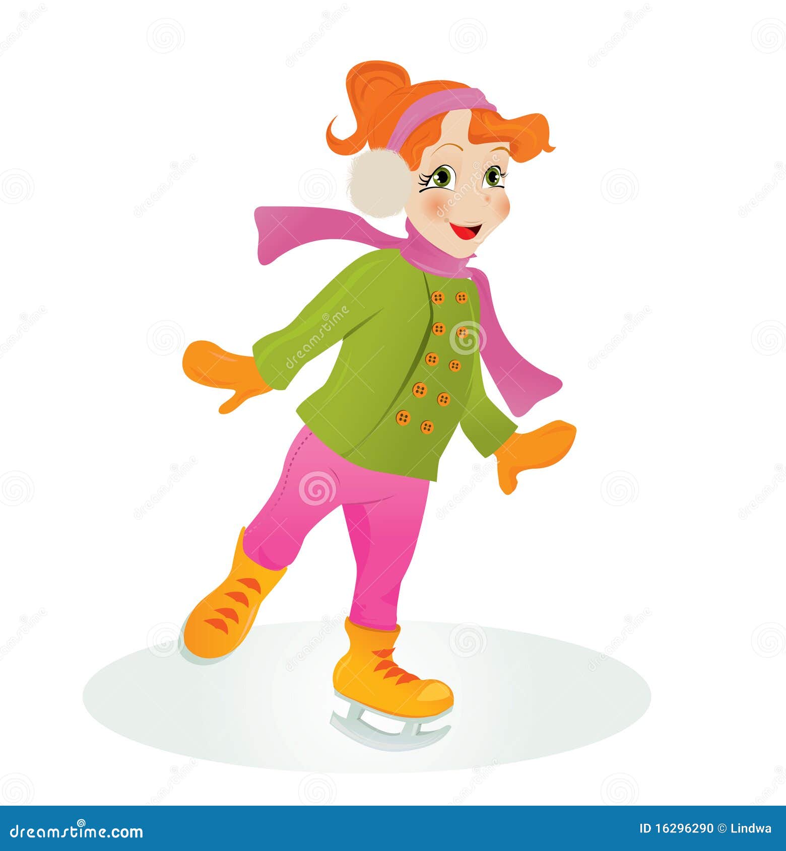 Ice skating girl. stock vector. Illustration of cold 16296290
