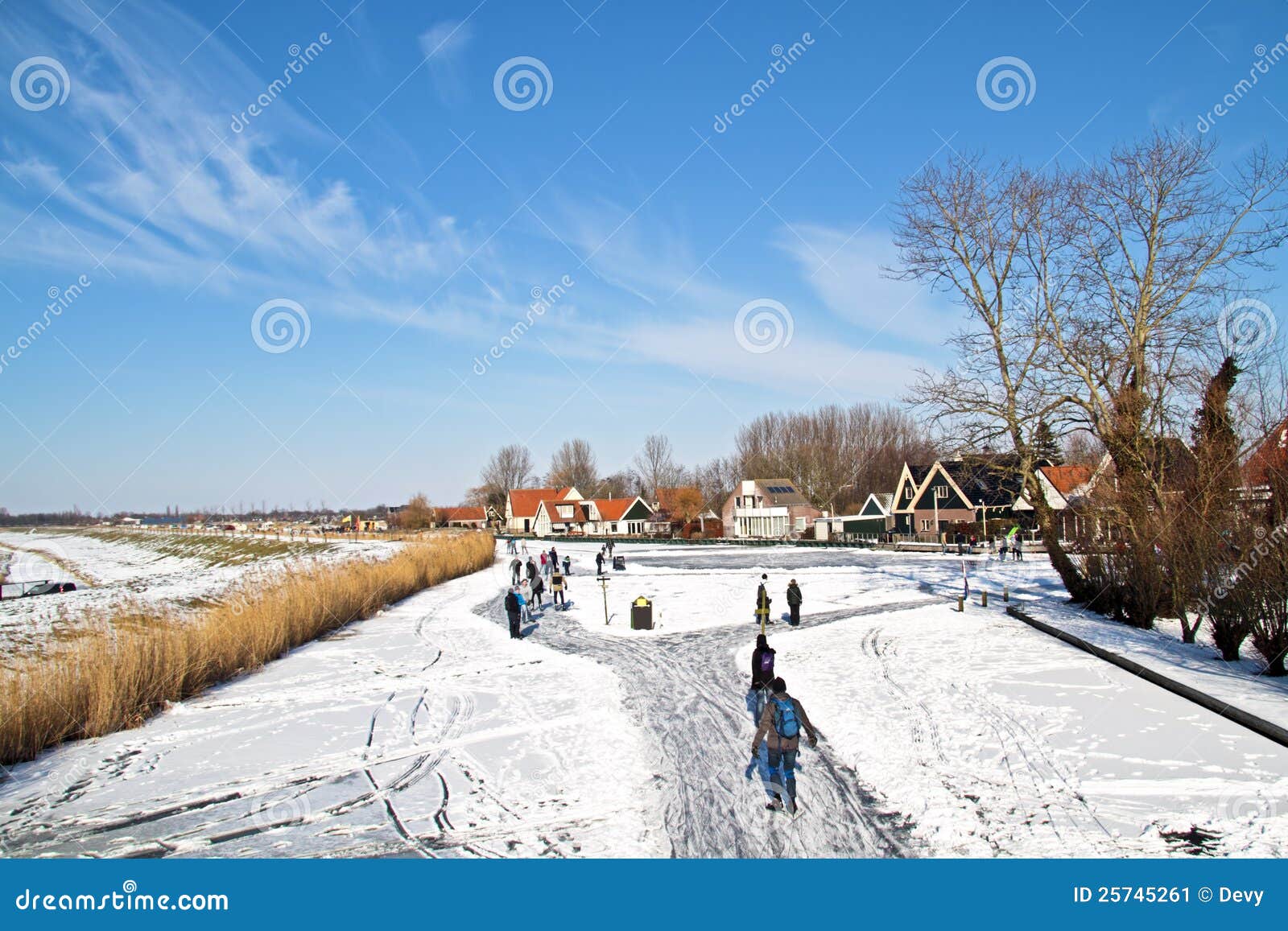 Ice Skating The Netherlands Stock Image - Image of winter, holland