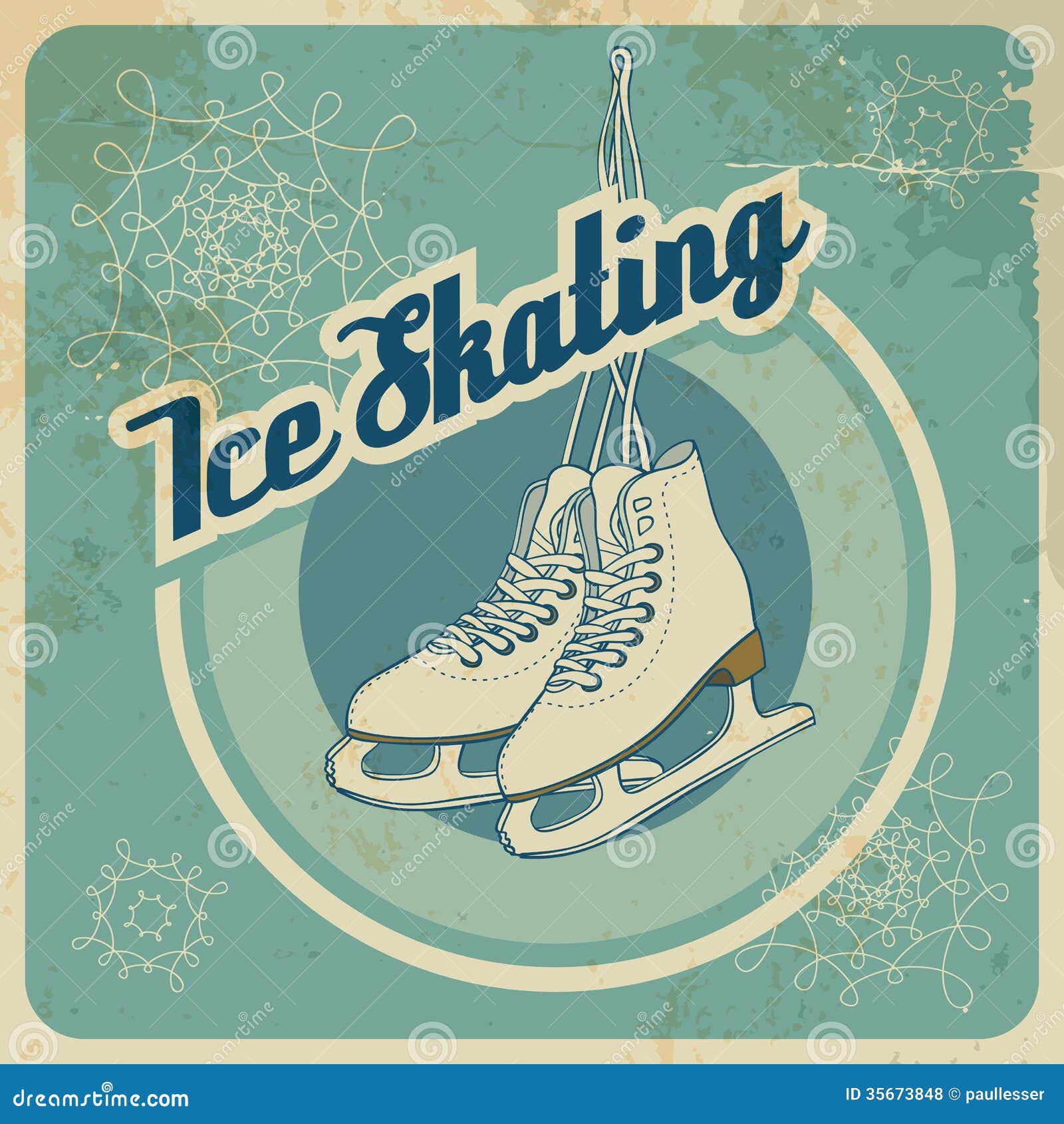 ice skating retro card