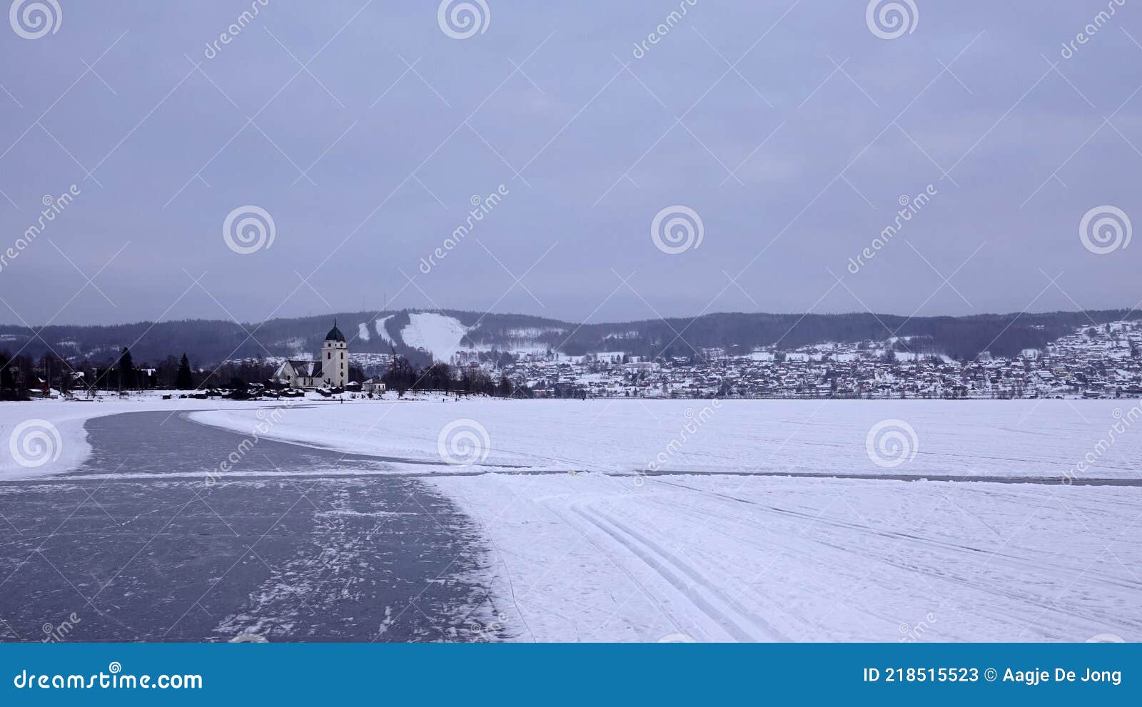 ice skating trail on lake siljan to rattvik in dalarna in sweden