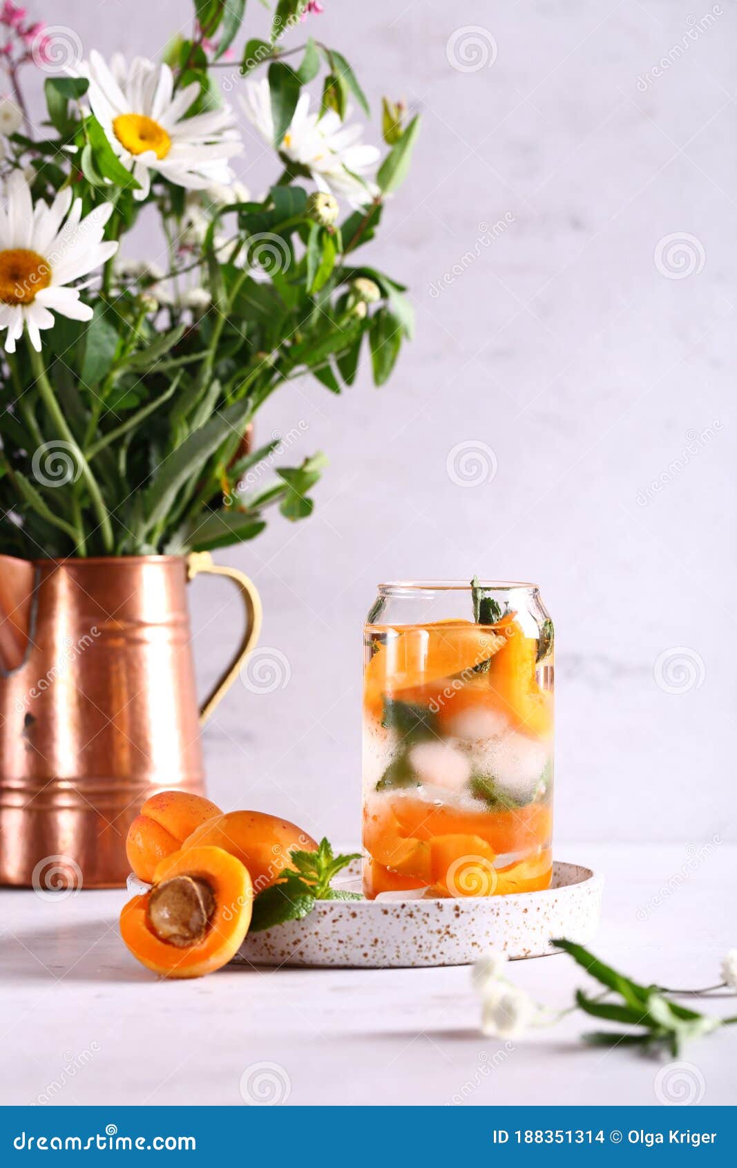 Lemonade with Fresh Apricots Stock Photo Image of cold, water 188351314