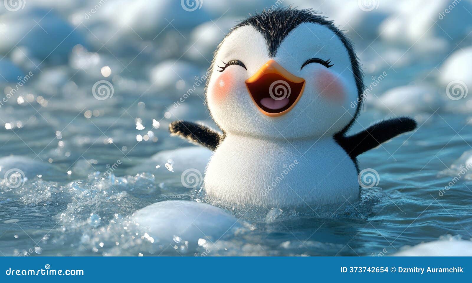 On an Iceberg, a Cute Penguin is Resting and Smiling, Set Against a  Backdrop of Water Stock Photo - Image of bird, wildlife: 373742654, image size:1600x960