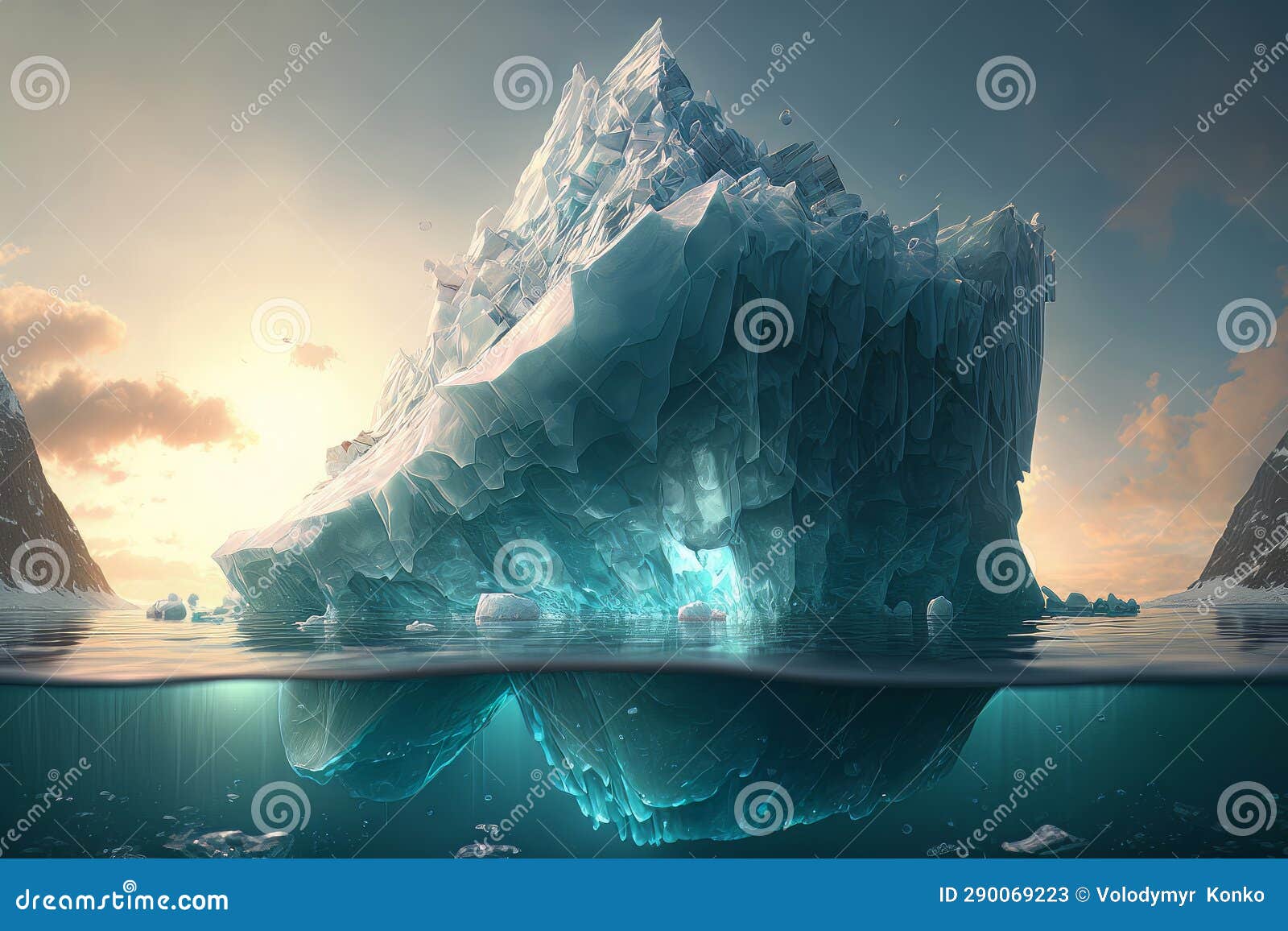 Iceberg Hidden Danger and Global Warming. Generative Ai Stock Image
