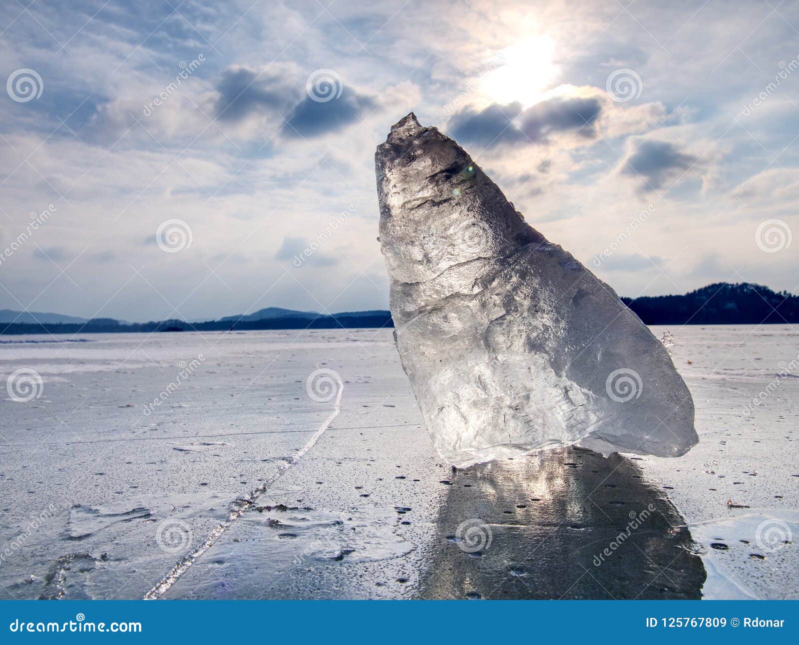 Iceberg or Ice Piece on Large Floe. Sharp Ice that Has Broken Off ...
