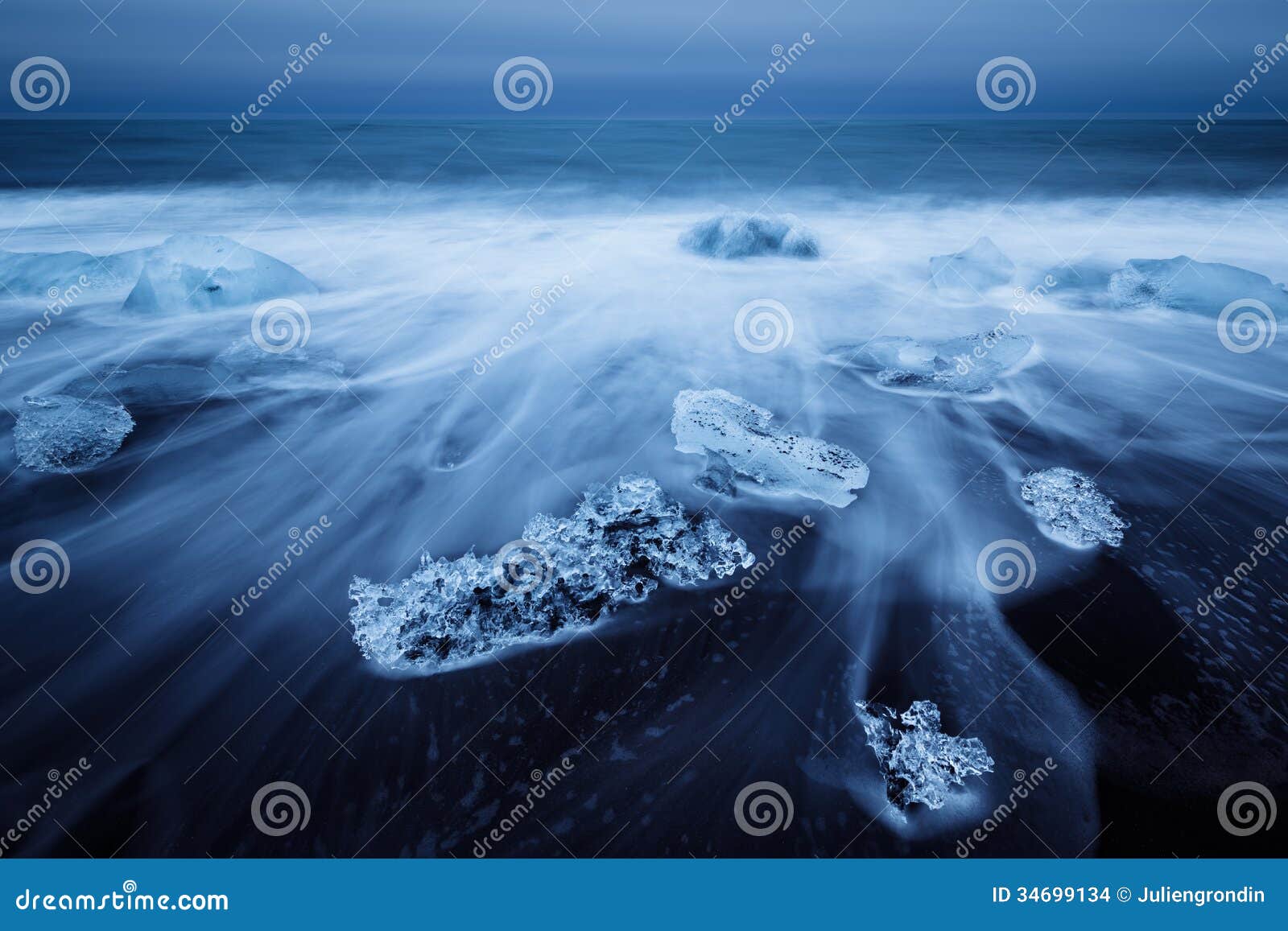 icebergs beached on jokulsarlon beach in iceland