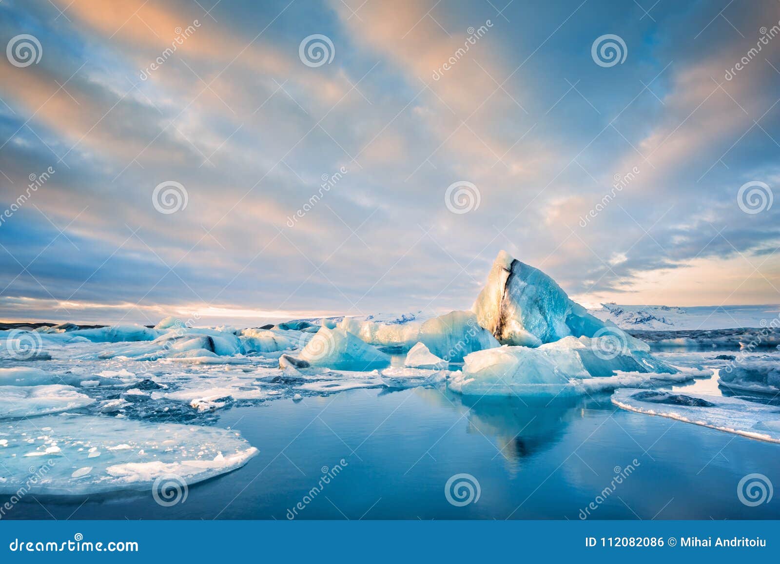 icebergs float on jokulsarlon glacier lagoon, in iceland.
