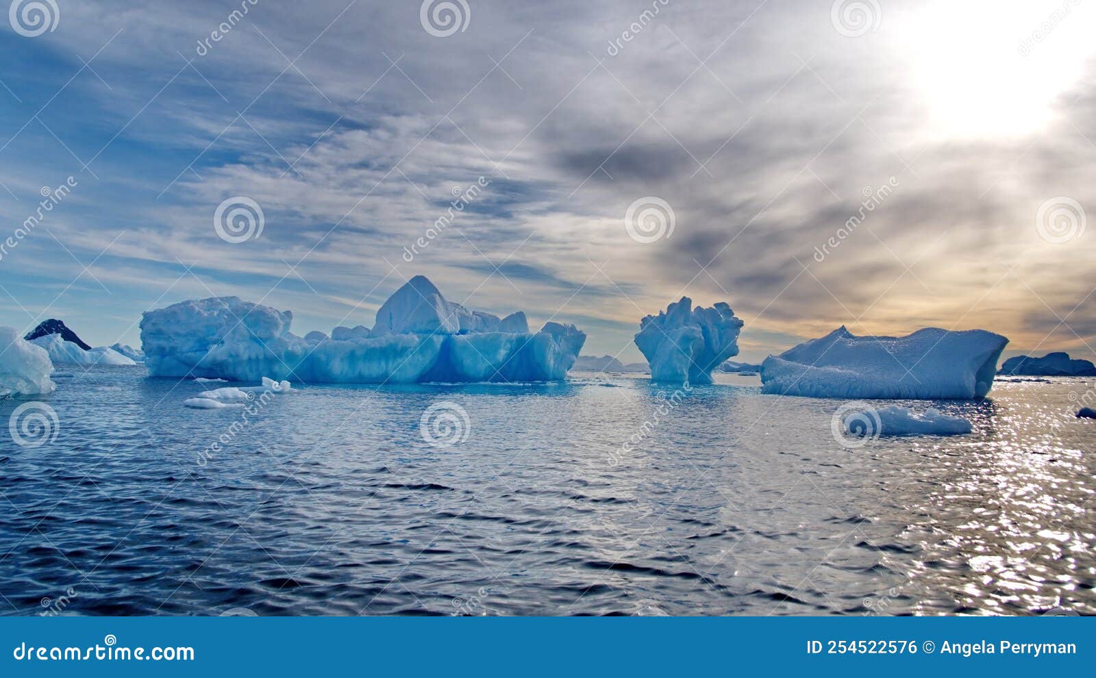 icebergs floating in cierva cove under sunlight