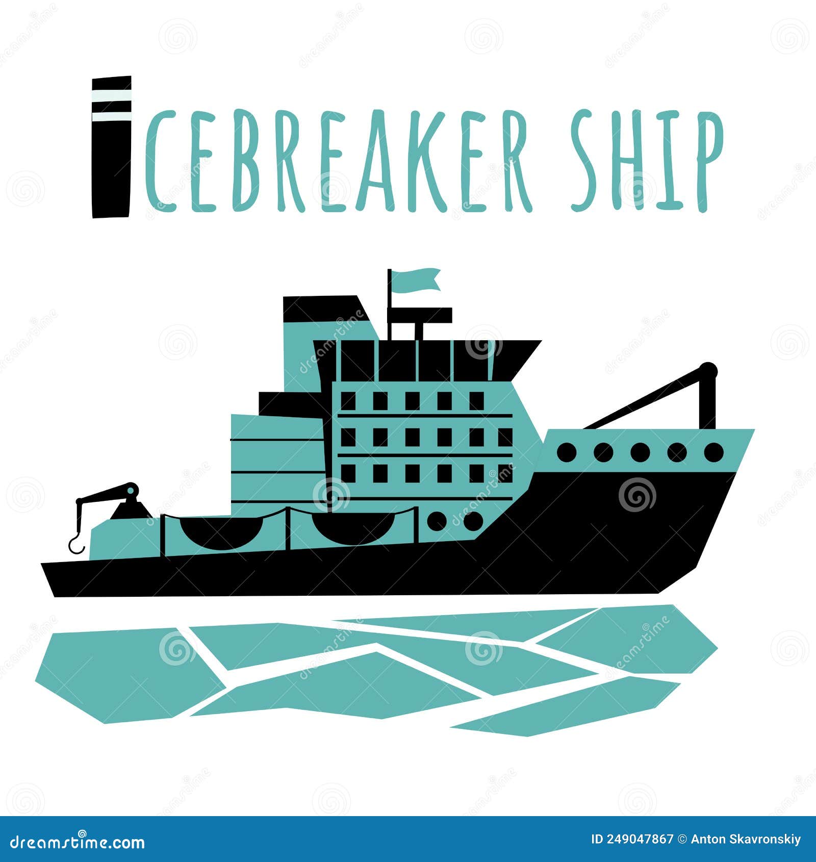 Icebreaker Ship for Children ABC Poster Stock Vector
