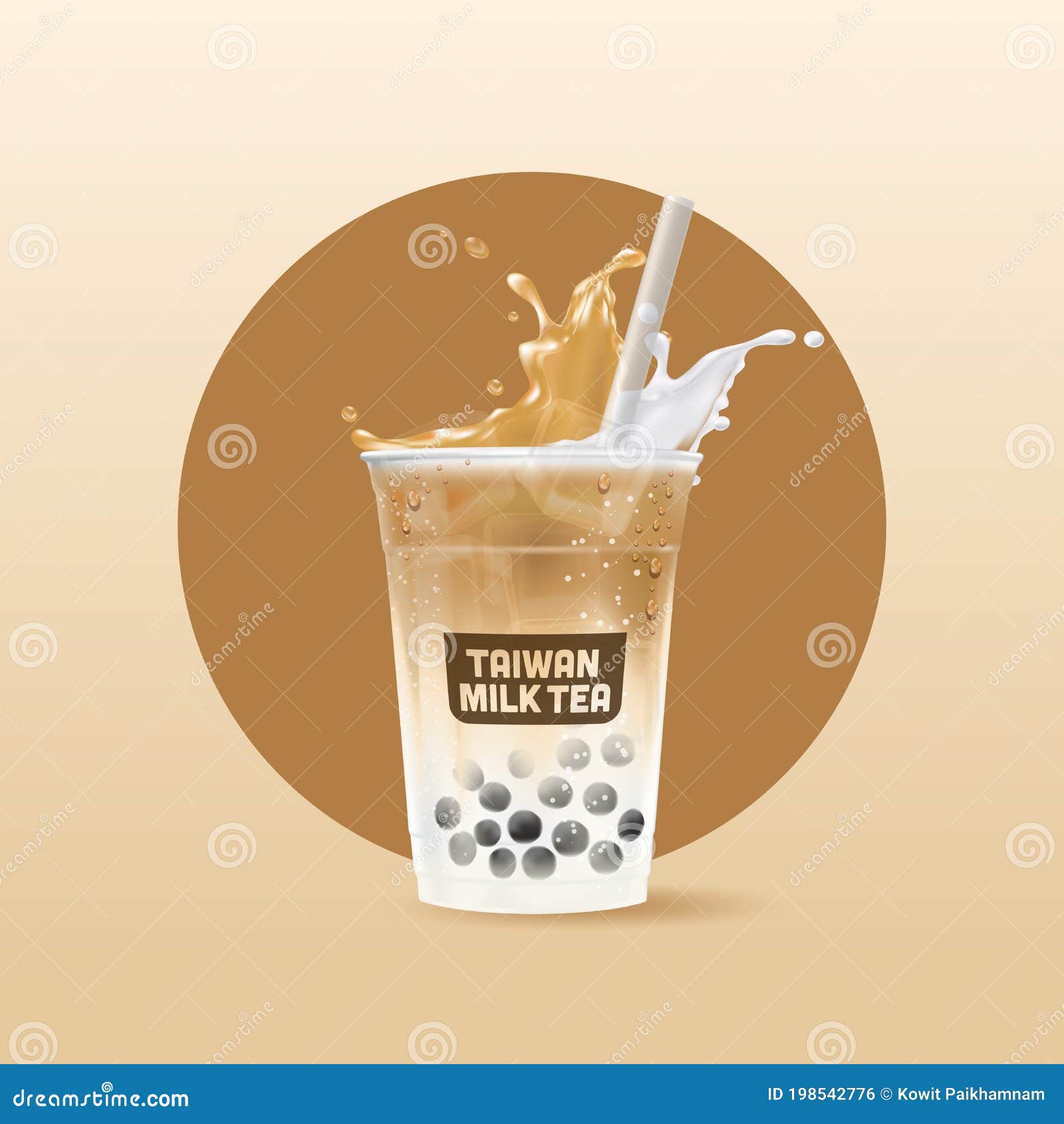 Download Boba Milk Tea Takeaway Cup Vector Illustration Stock Vector Illustration Of Cafe Summer 198542776