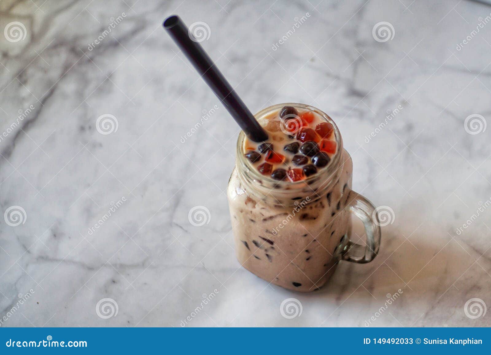Iced bubble milk tea stock image. Image of liquid, background 149492033