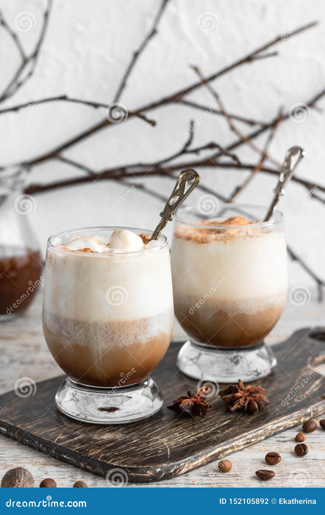 Affogato Coffee with Vanilla Ice Cream and Cinnamon Stock Photo - Image ...