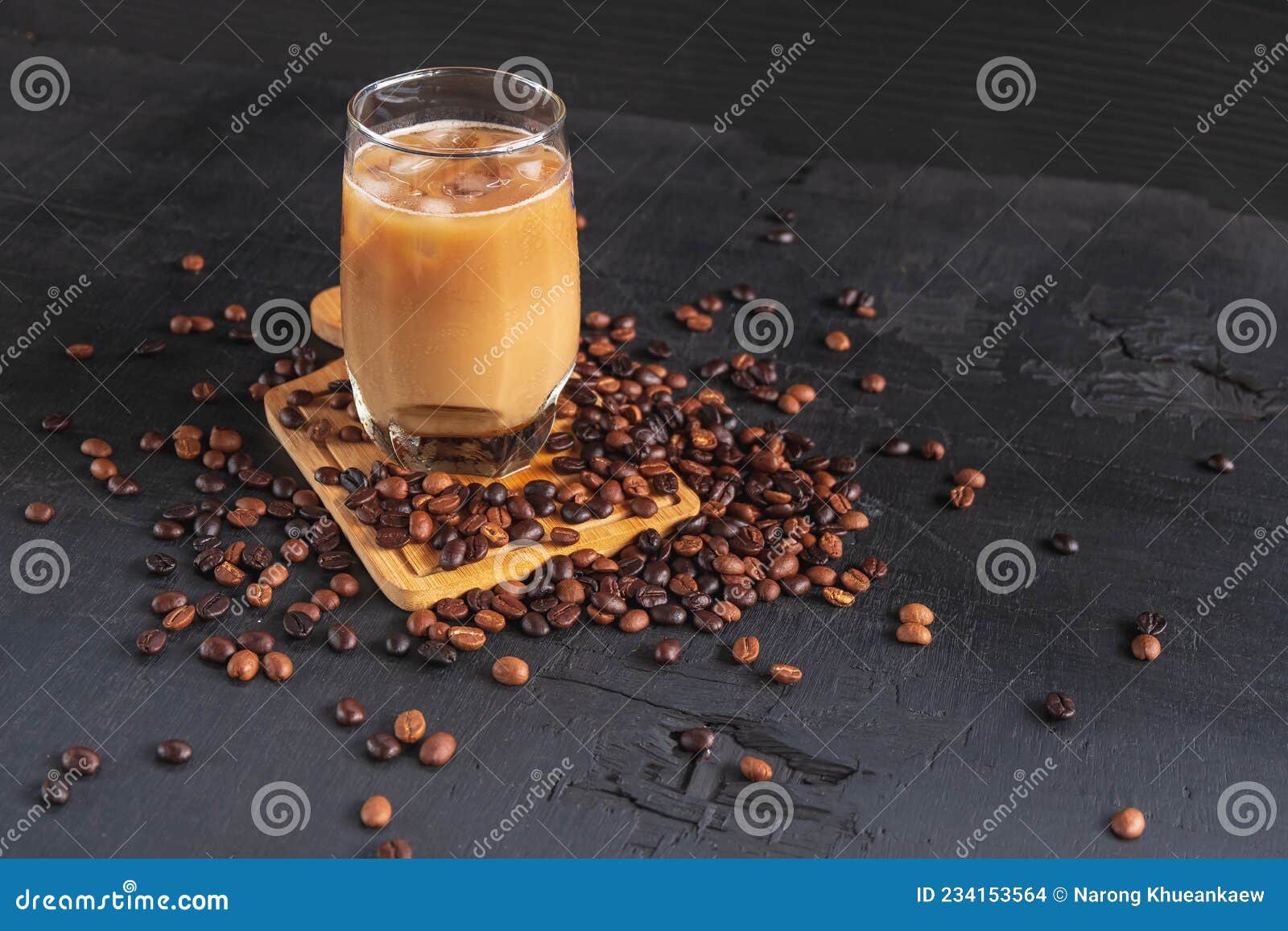 Iced Coffee and Coffee Beans Stock Photo Image of delicious, beans